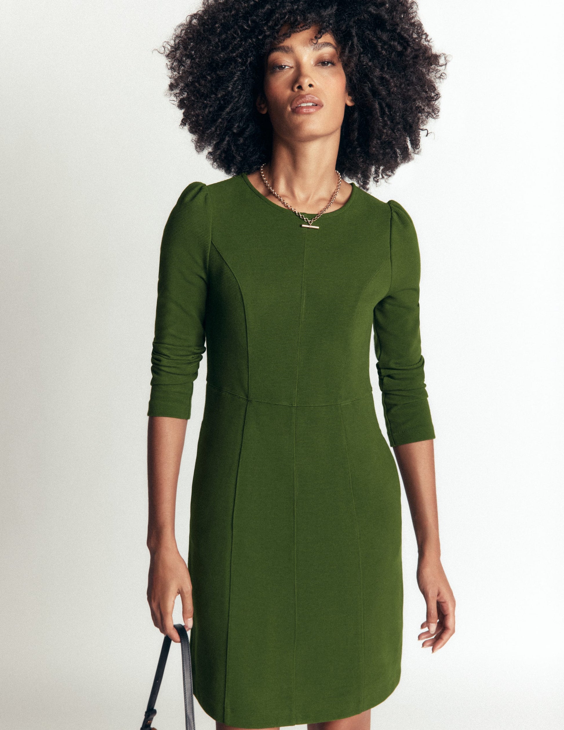 Robe Marla en ottoman à coutures-Sapin vert-4