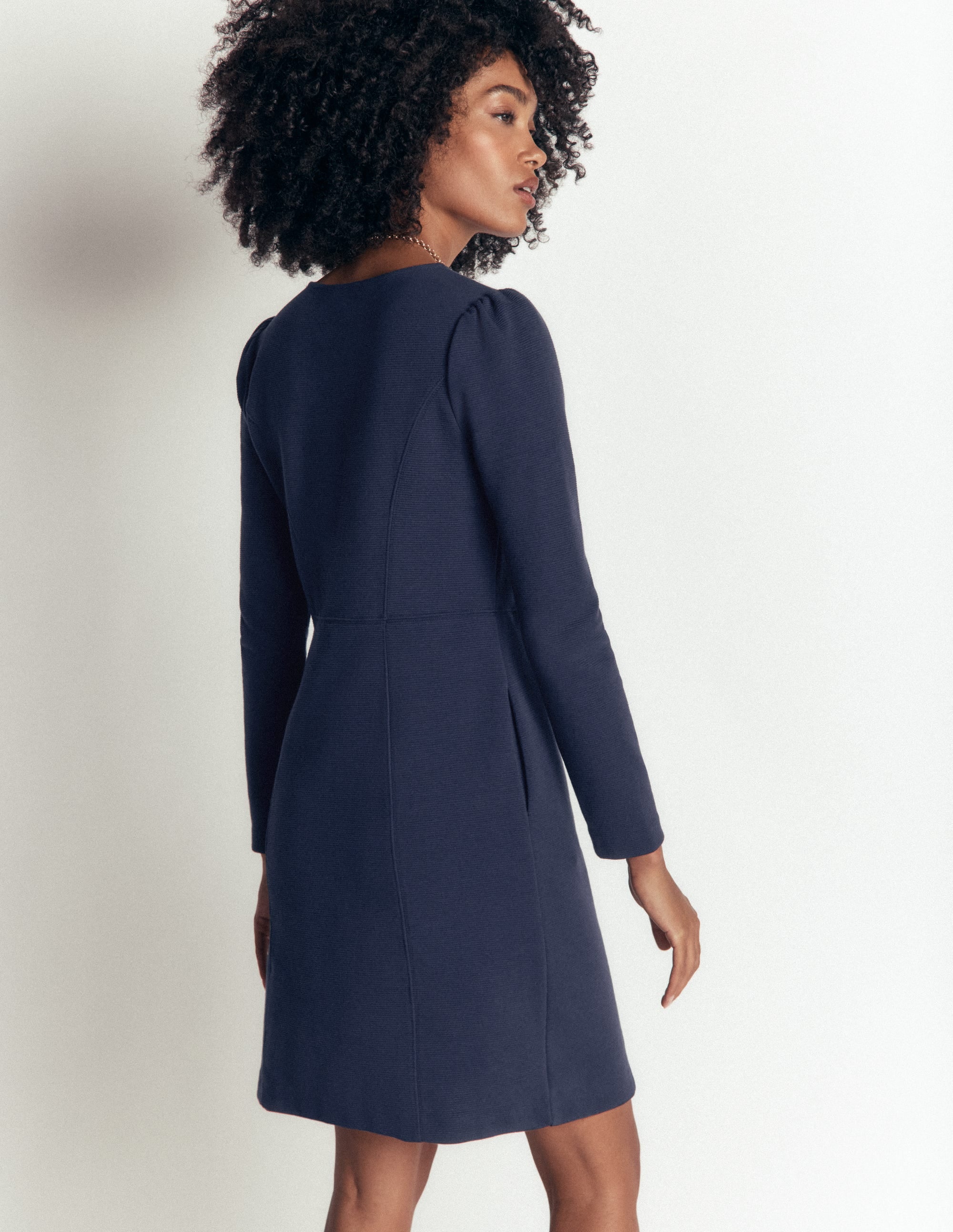 Marla Ottoman-Kleid mit Ziernähten-Marineblau - Image 2