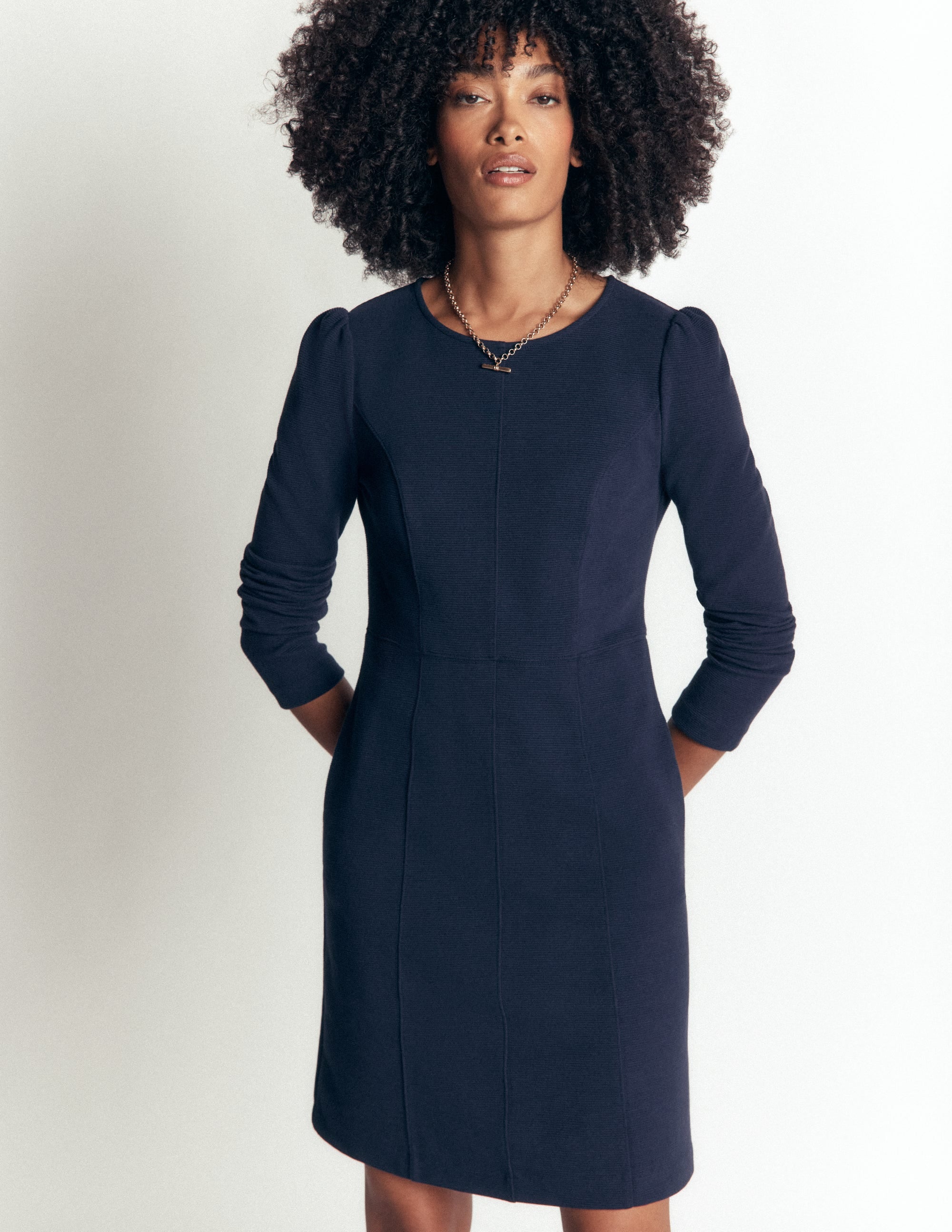 Marla Ottoman-Kleid mit Ziernähten-Marineblau - Image 3