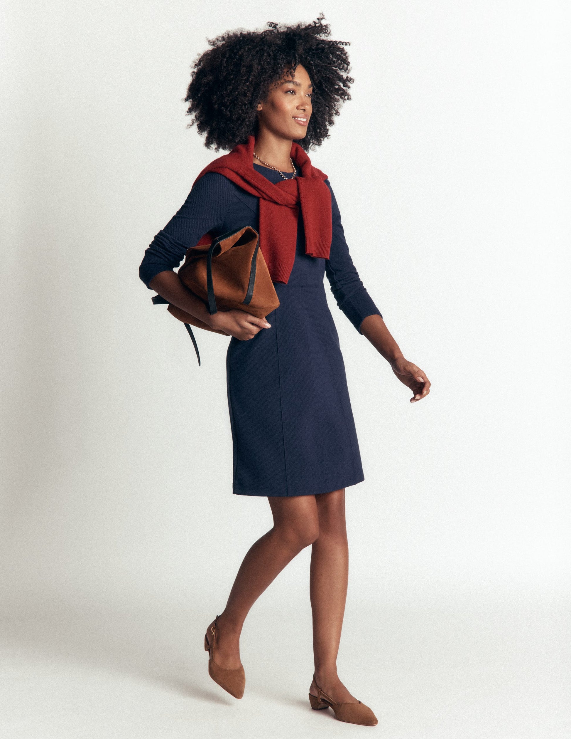 Marla Ottoman-Kleid mit Ziernähten-Marineblau-4