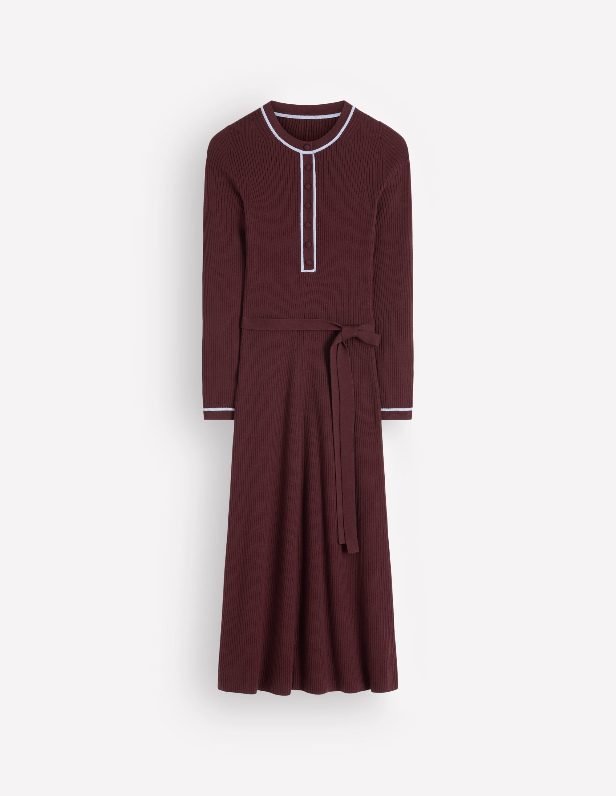 Paula Geripptes Kleid mit Rundhalsausschnitt-Umbra, Verwaschener Denim - Image 7