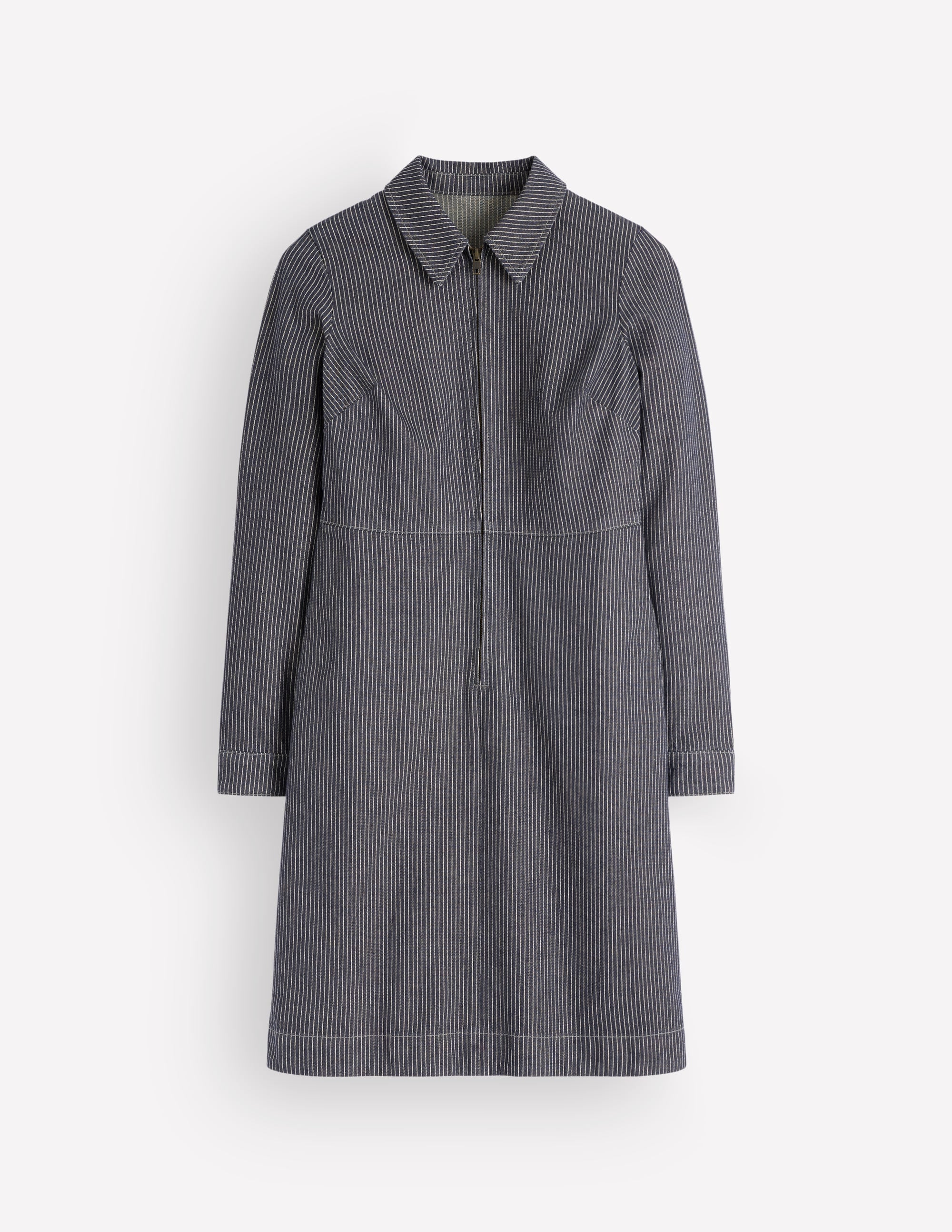 Bronte Kurzes Jeanskleid-Feiner Denim Drillich Streifen - Image 6