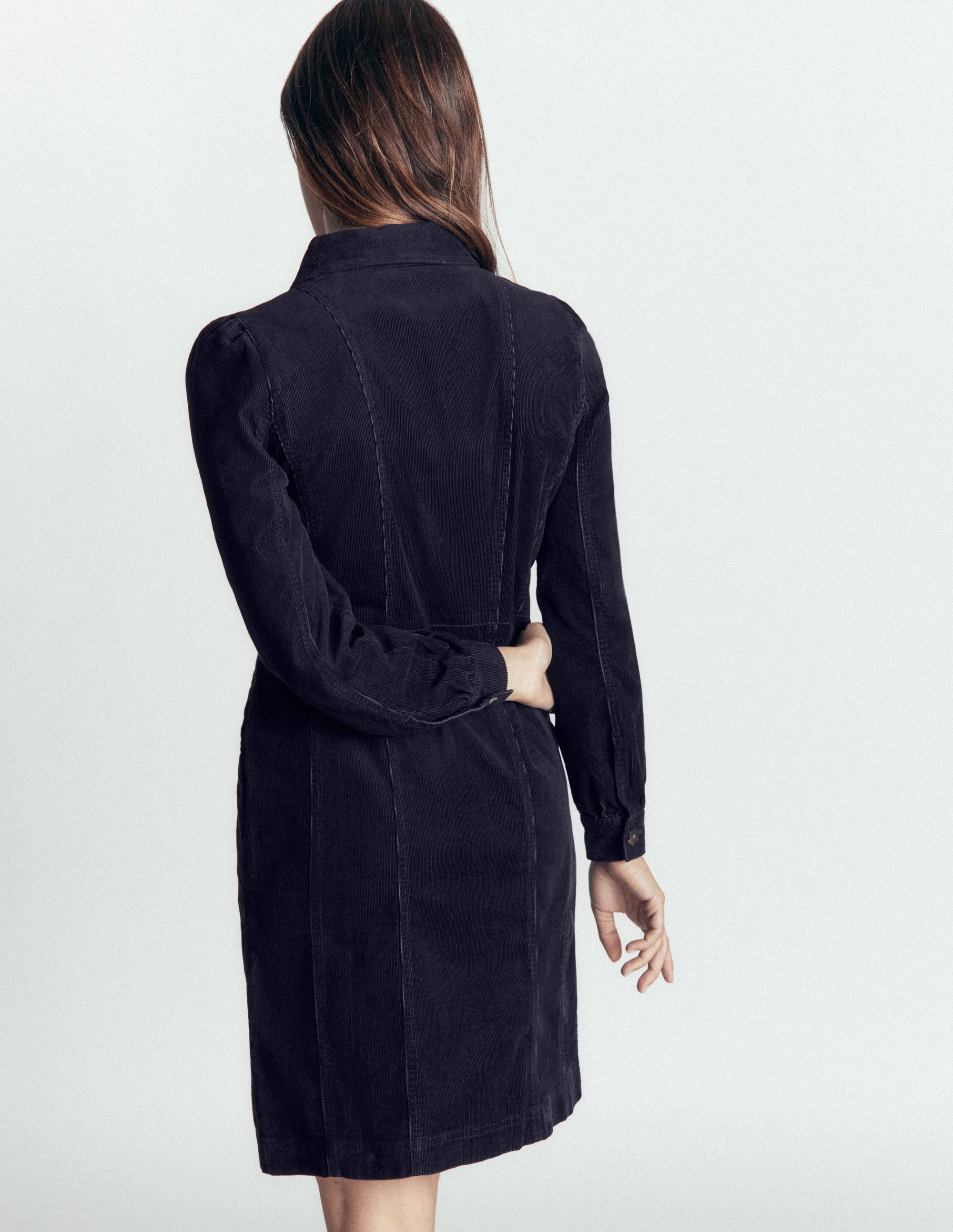 Robe courte Rhoda en velours côtelé-Bleu marine - Image 4