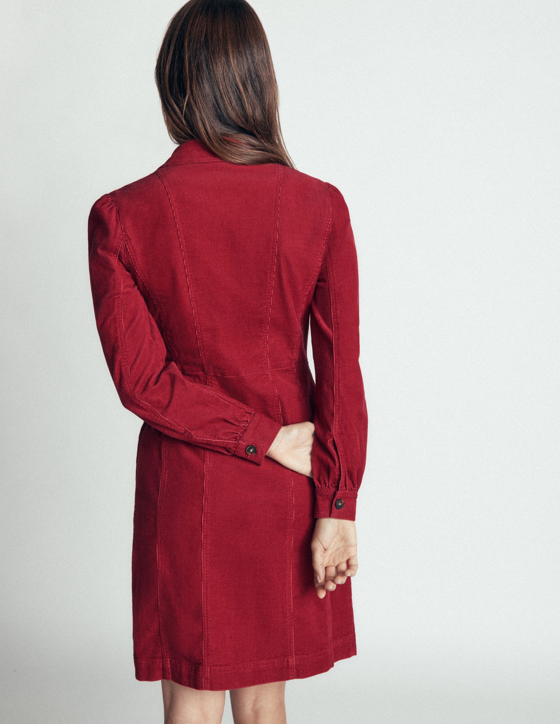 Robe courte Rhoda en velours côtelé-Terre rouge-3