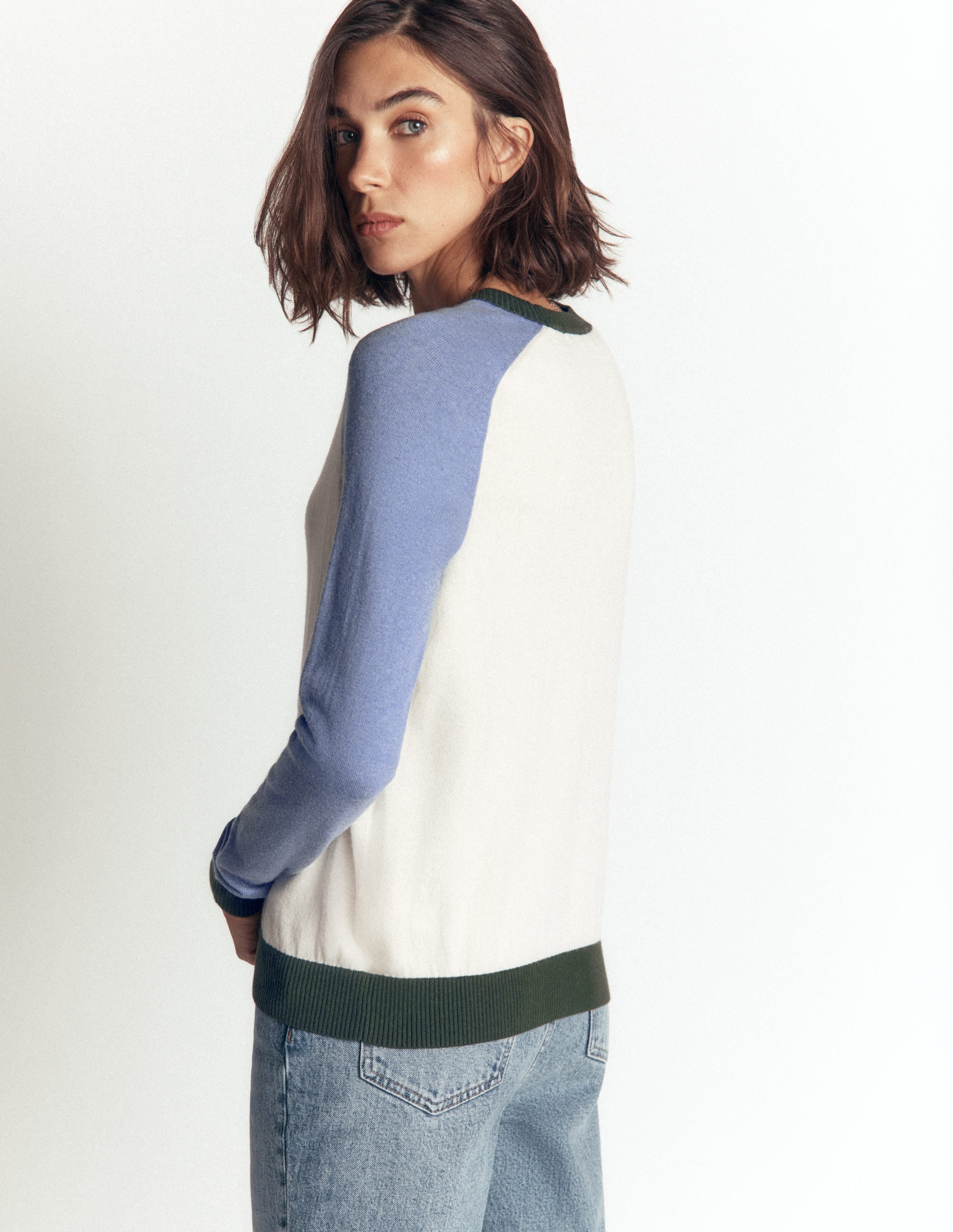 Meg Pullover mit Raglanärmeln-Naturweiß, Blau und Grün - Image 3