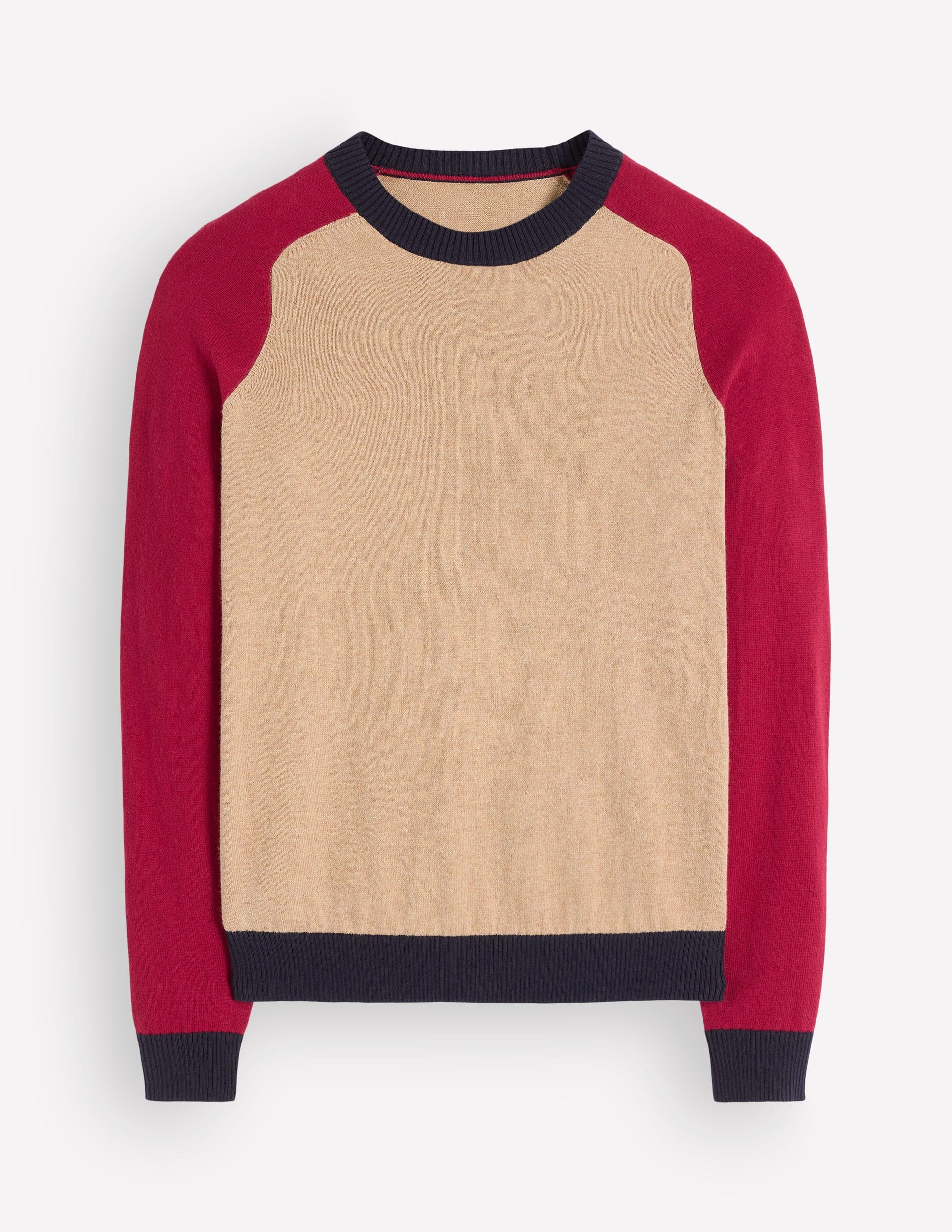 Meg Pullover mit Raglanärmeln-Camel Meliert, Rot-4