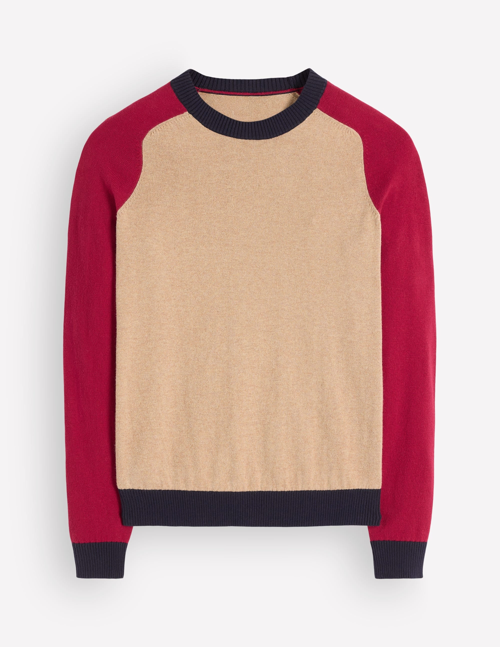 Meg Pullover mit Raglanärmeln-Camel Meliert, Rot - Image 4
