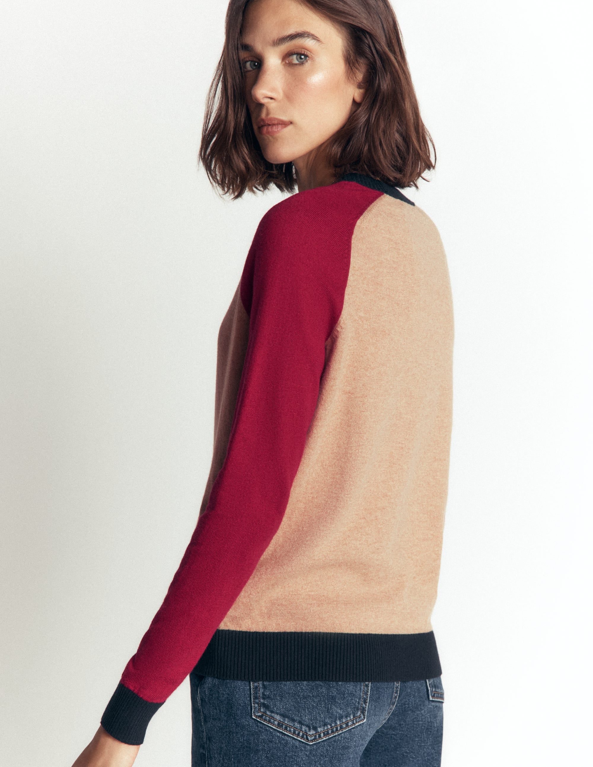 Meg Pullover mit Raglanärmeln-Camel Meliert, Rot - Image 2