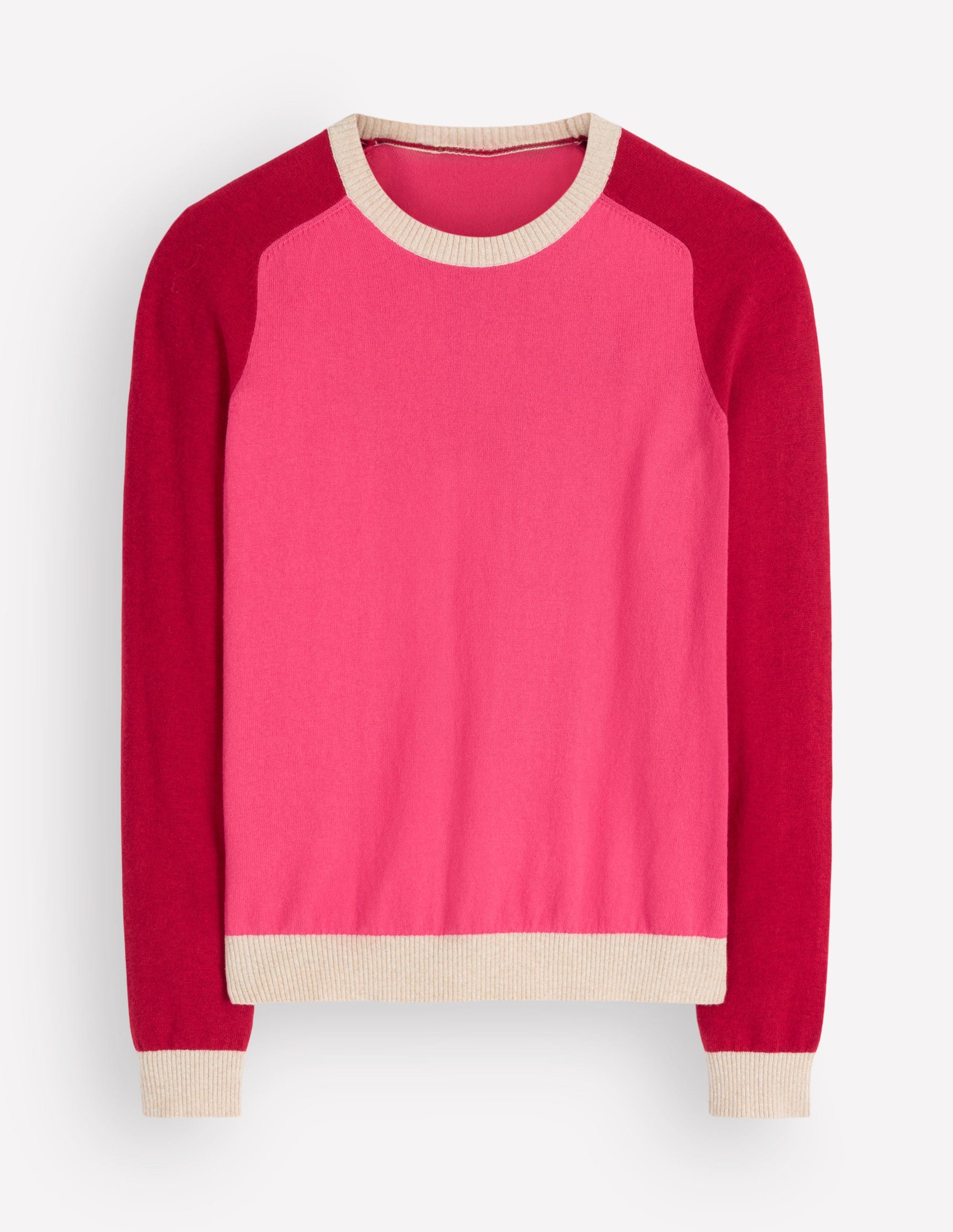 Meg Pullover mit Raglanärmeln-Rosa Blockfarben-4