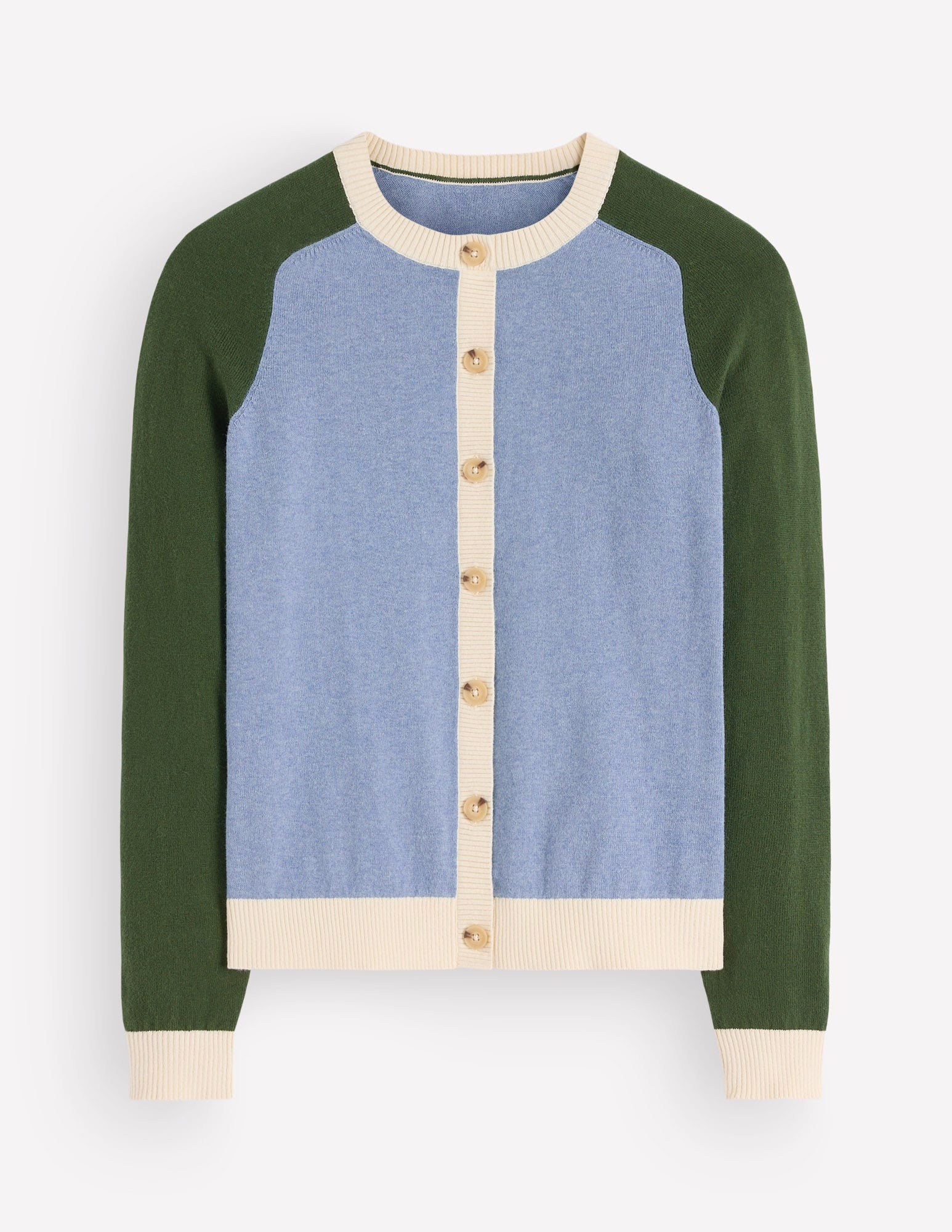 Meg Strickjacke mit Raglanärmeln-Blau Blockfarben - Image 6