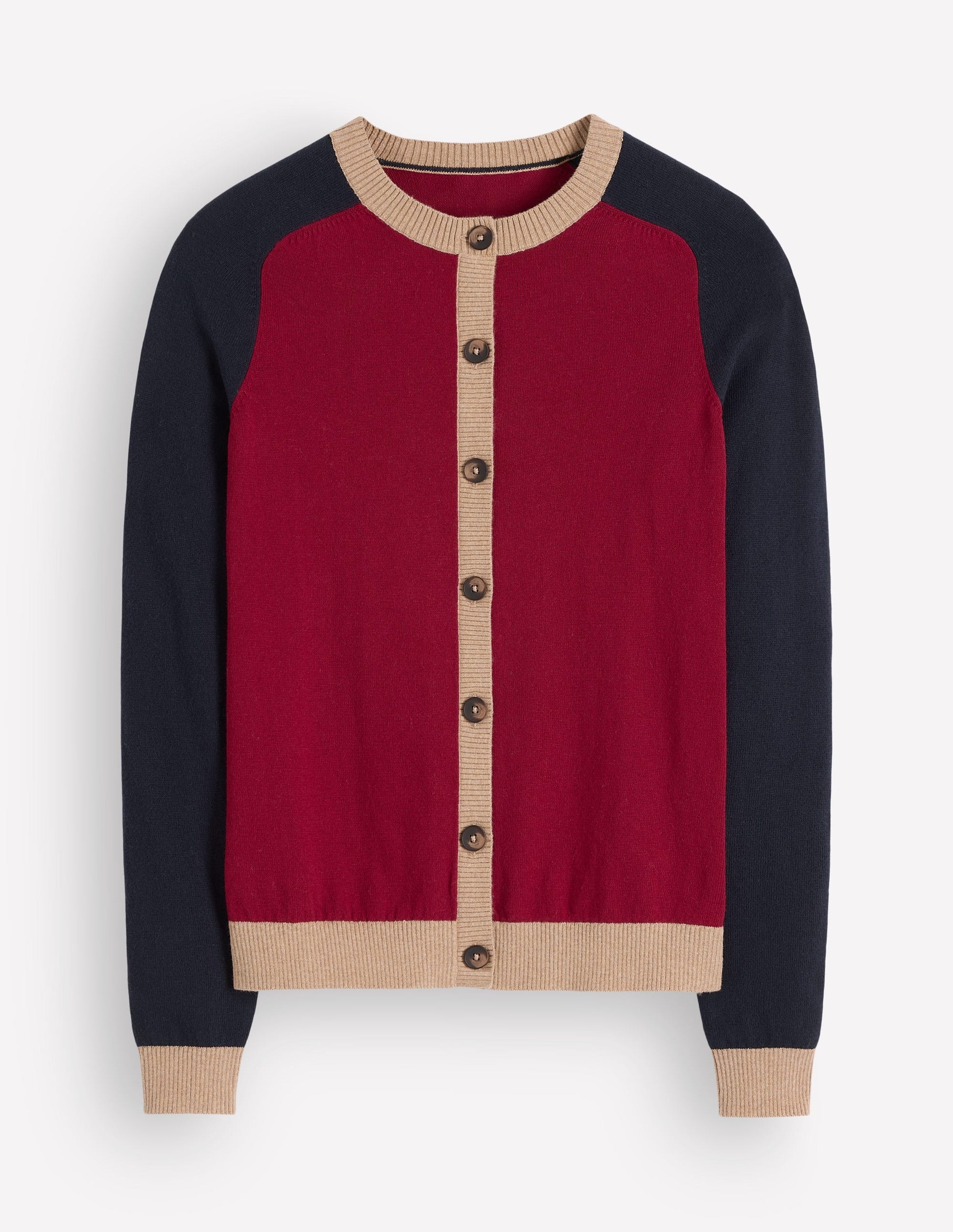 Meg Strickjacke mit Raglanärmeln-Rot, Blockfarben-5