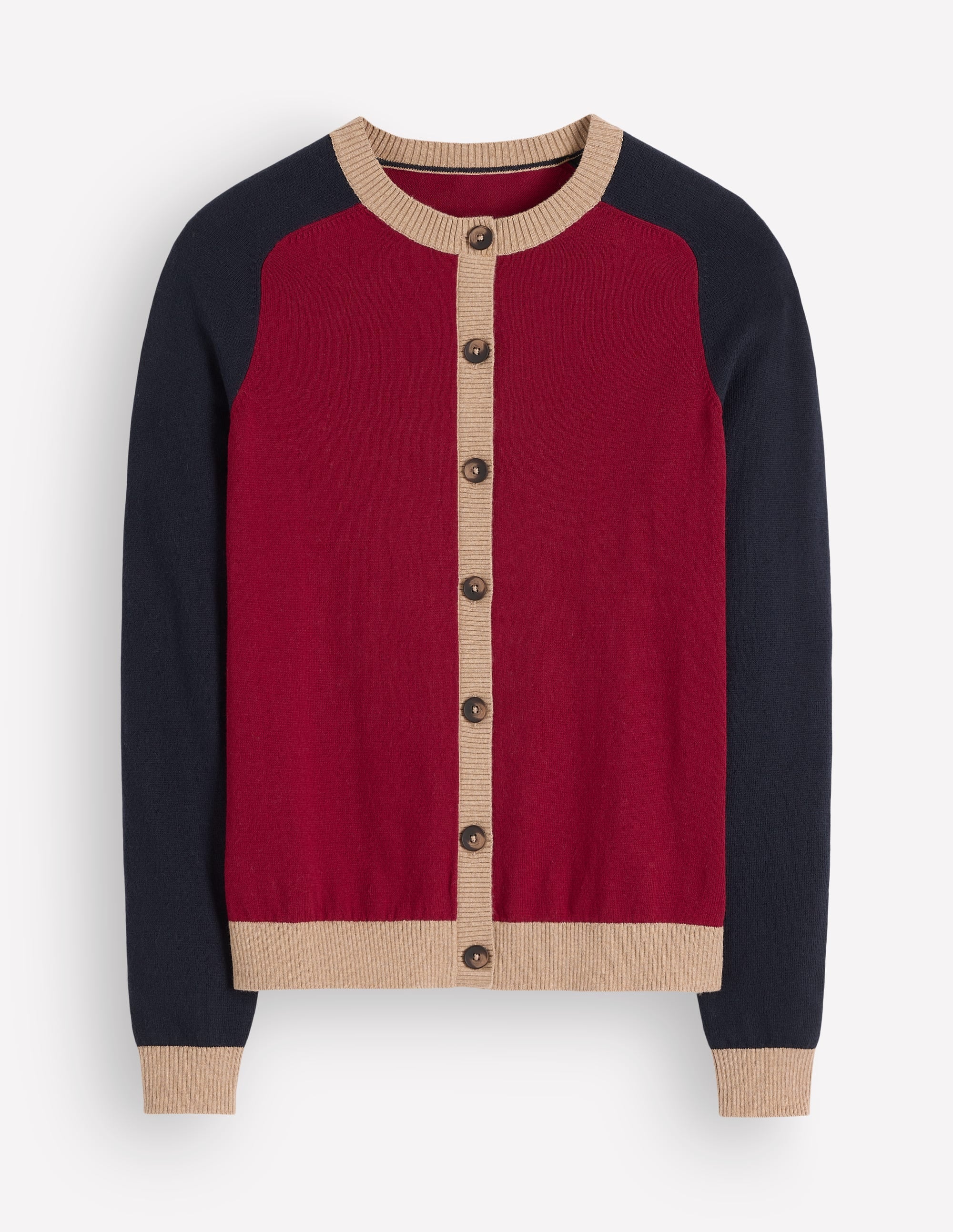 Meg Strickjacke mit Raglanärmeln-Rot, Blockfarben - Image 5