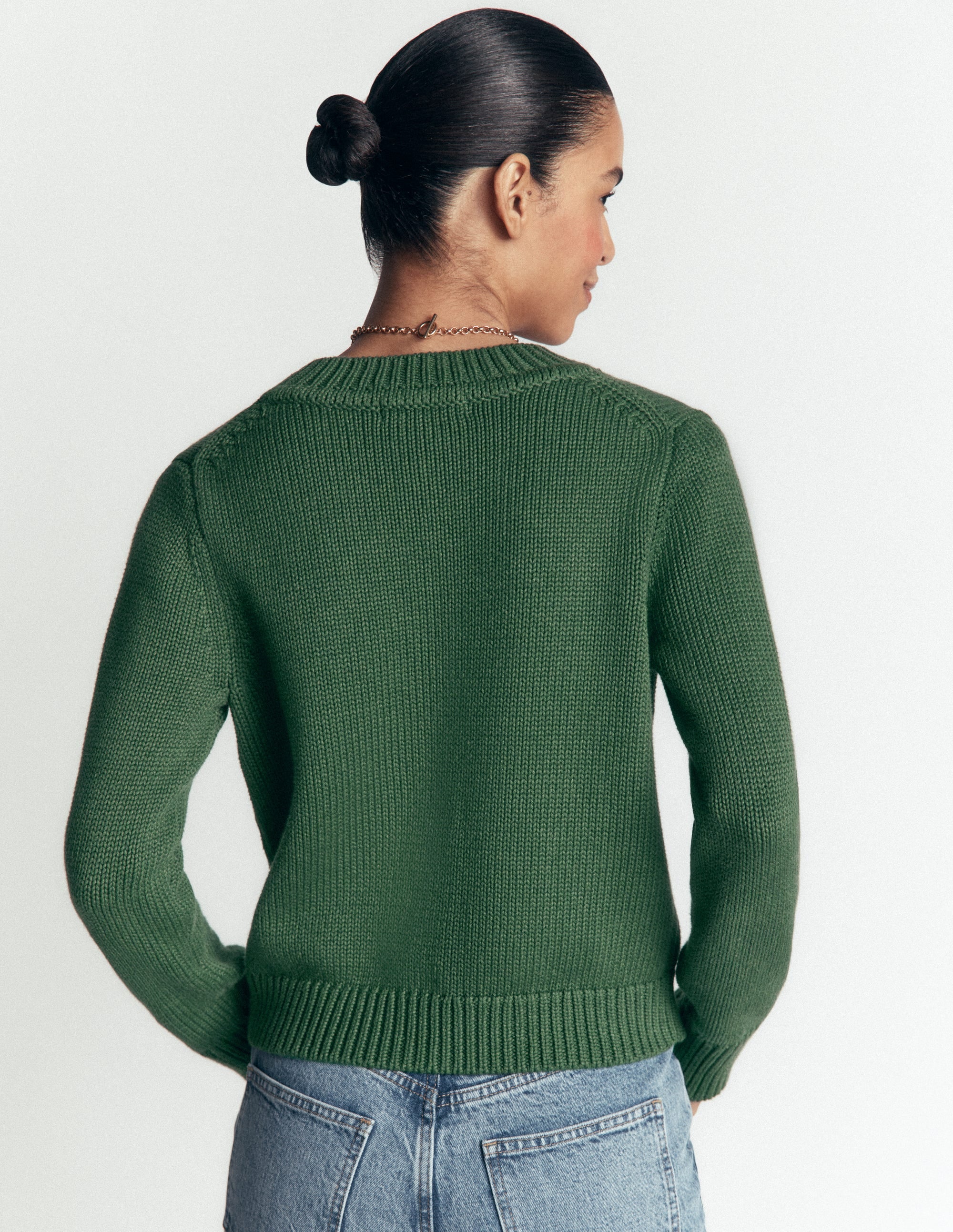 Lucy Grob gestrickte Baumwollstrickjacke-Highland-Grün - Image 2