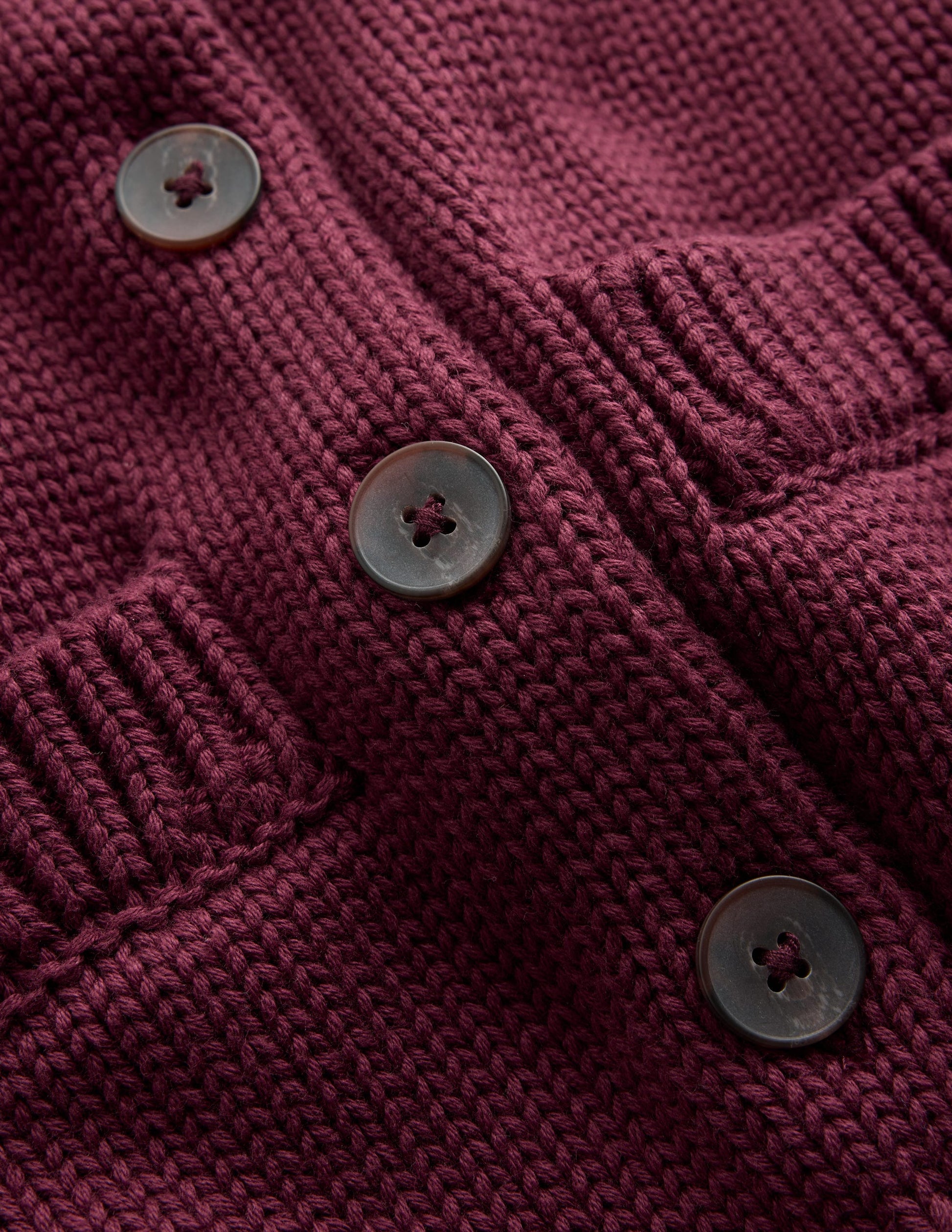 Lucy Grob gestrickte Baumwollstrickjacke-Sattes Weinrot-6