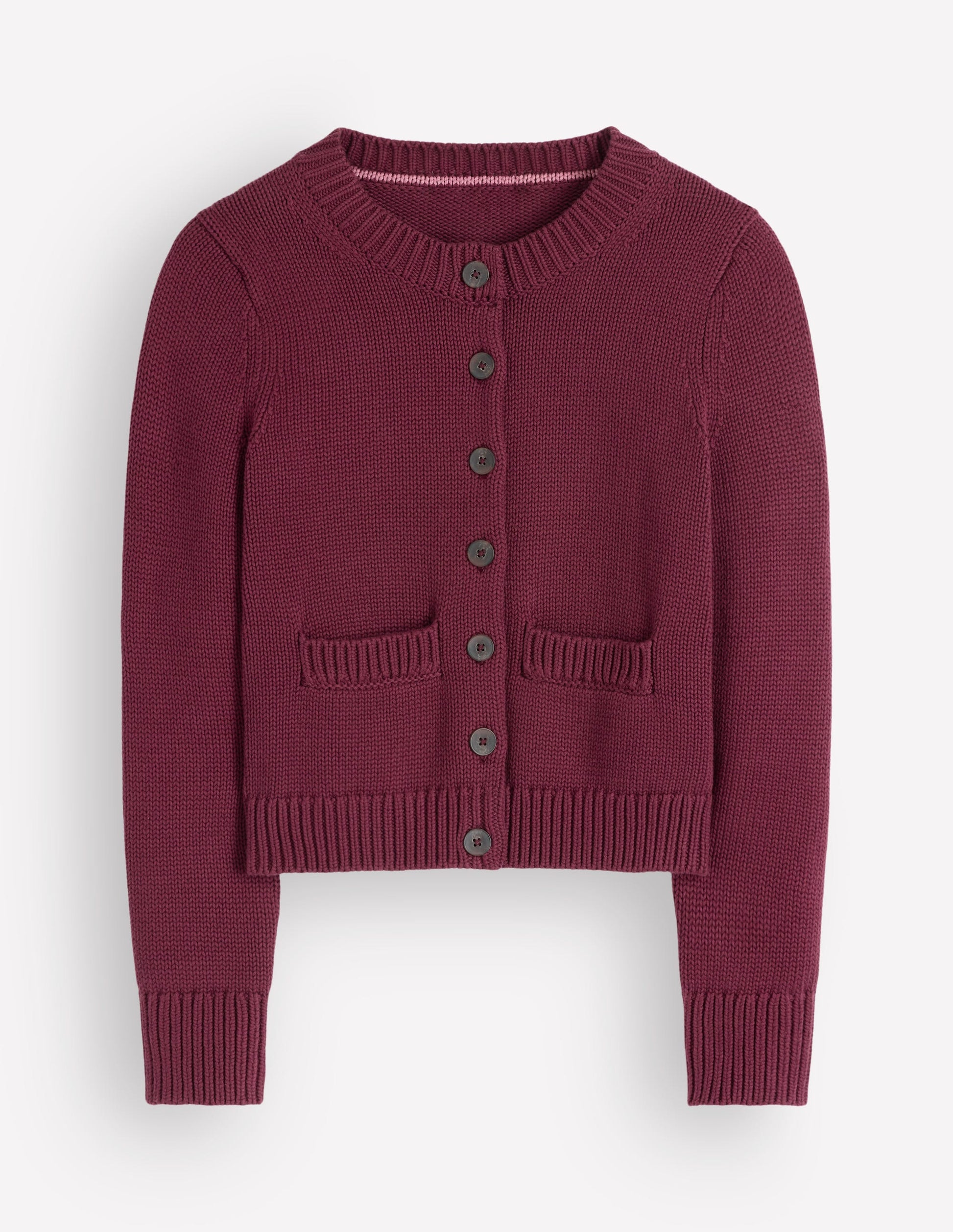 Lucy Grob gestrickte Baumwollstrickjacke-Sattes Weinrot-5