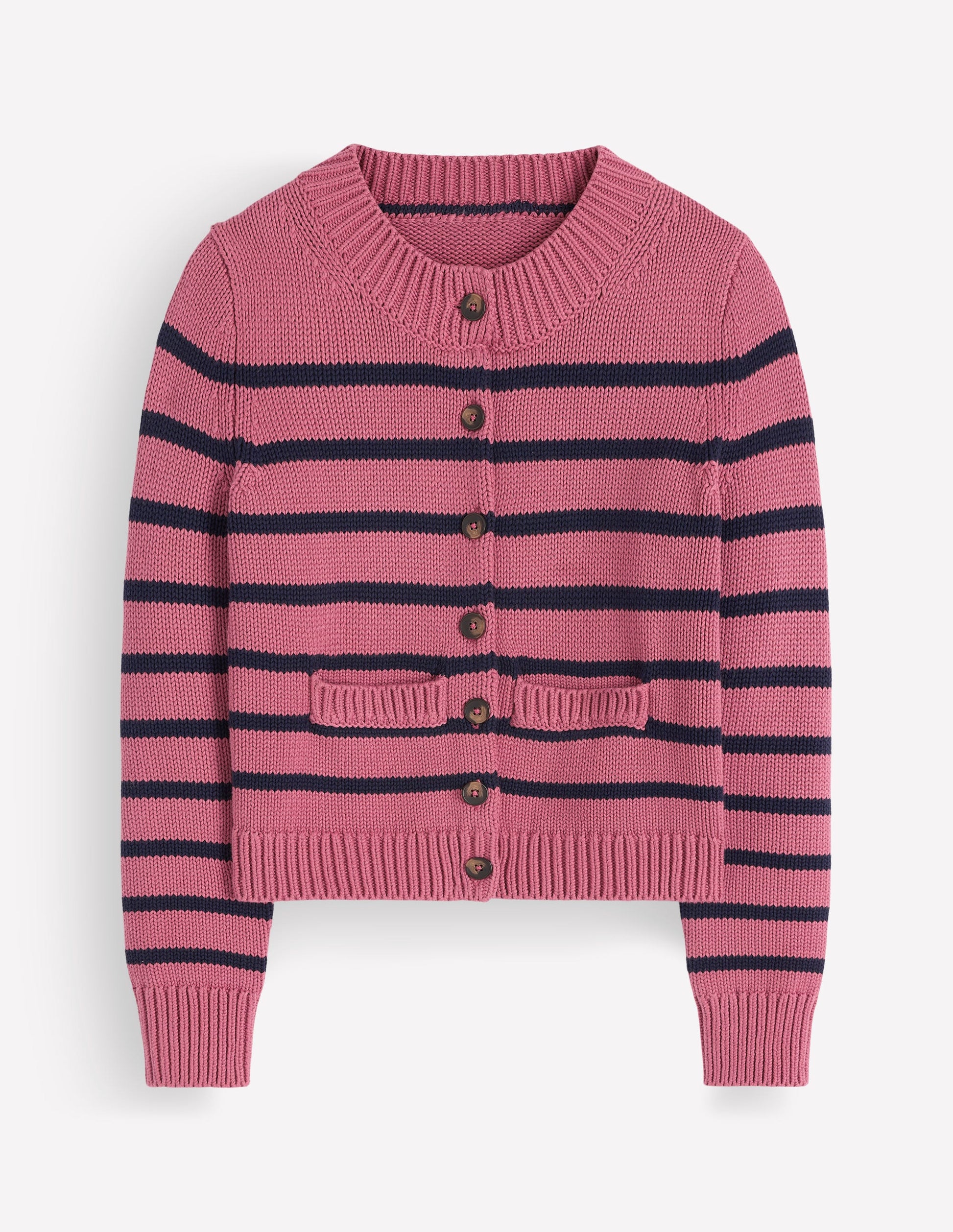 Cardigan Lucy en coton épais-Rayé rose bruyère, bleu marine-6
