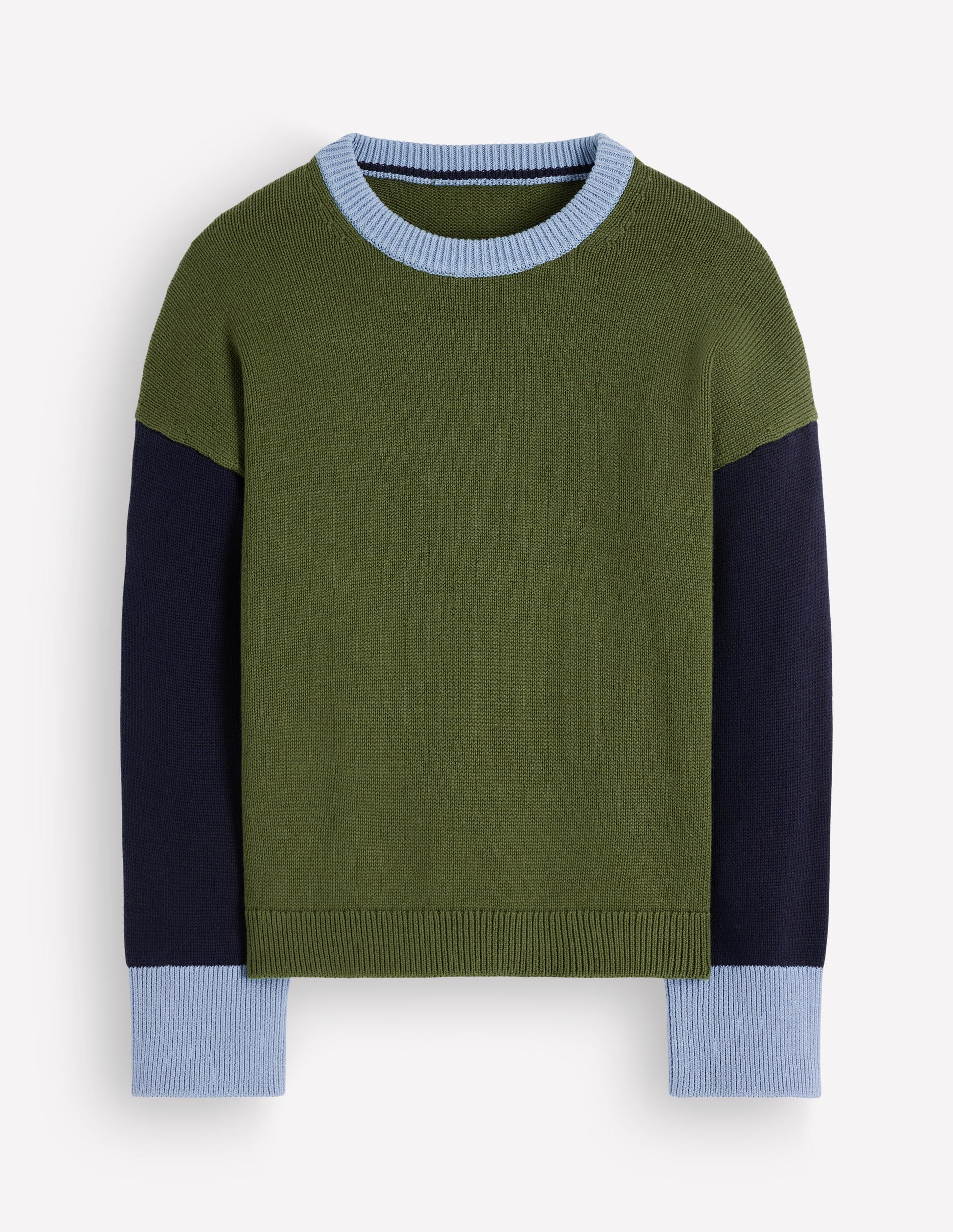 Lucy Lockerer Baumwollpullover-Grün Color Blocking-5