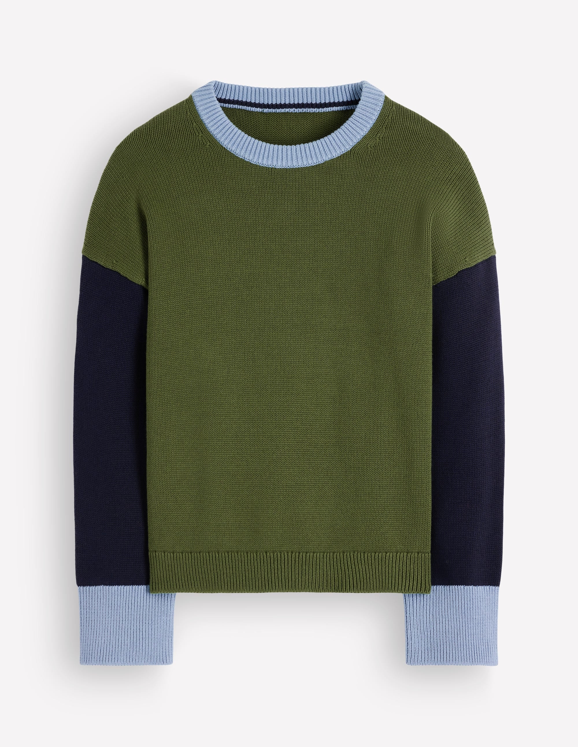 Lucy Lockerer Baumwollpullover-Grün Color Blocking - Image 5