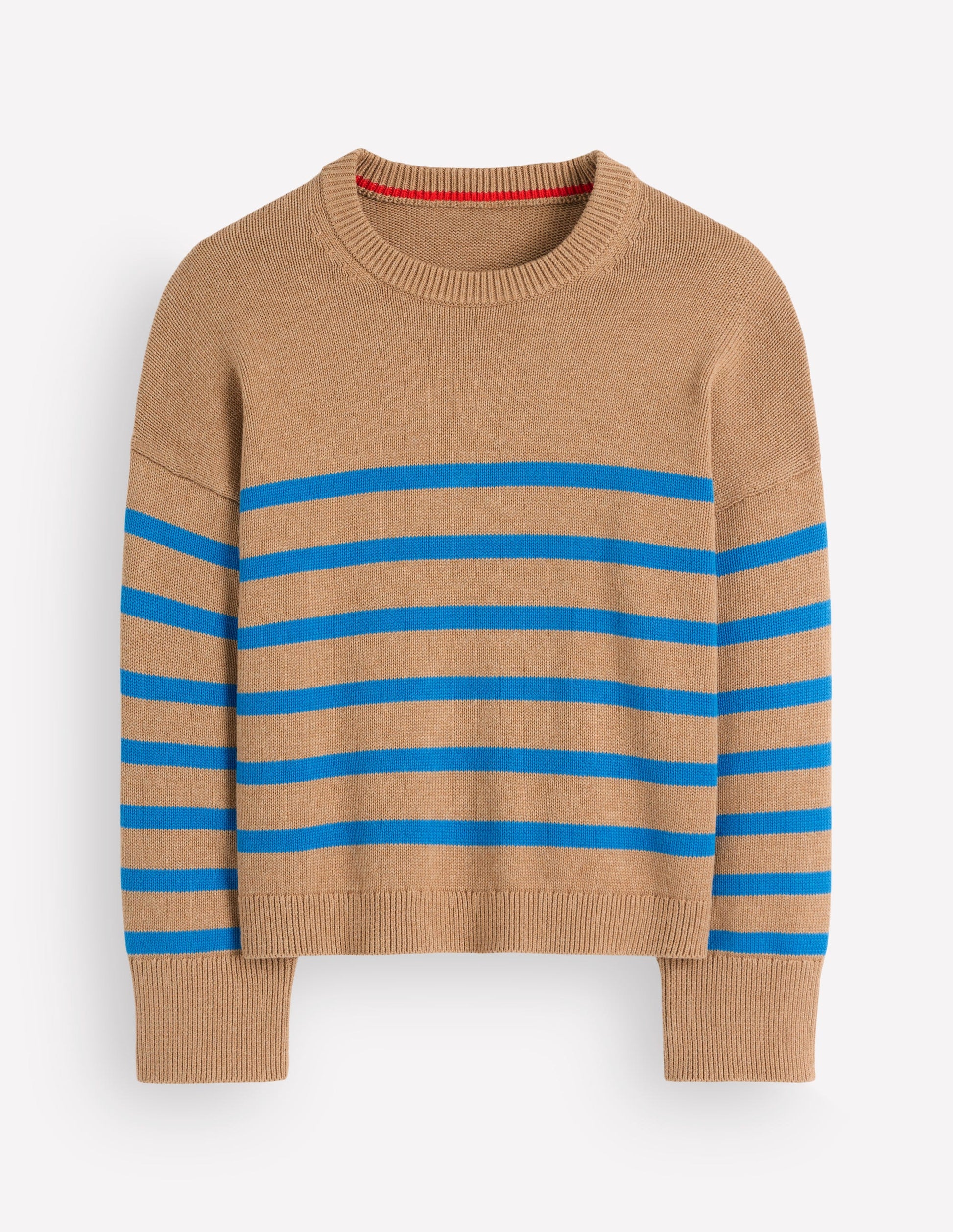 Lucy Lockerer Baumwollpullover-Camel, Blau Streifen-6