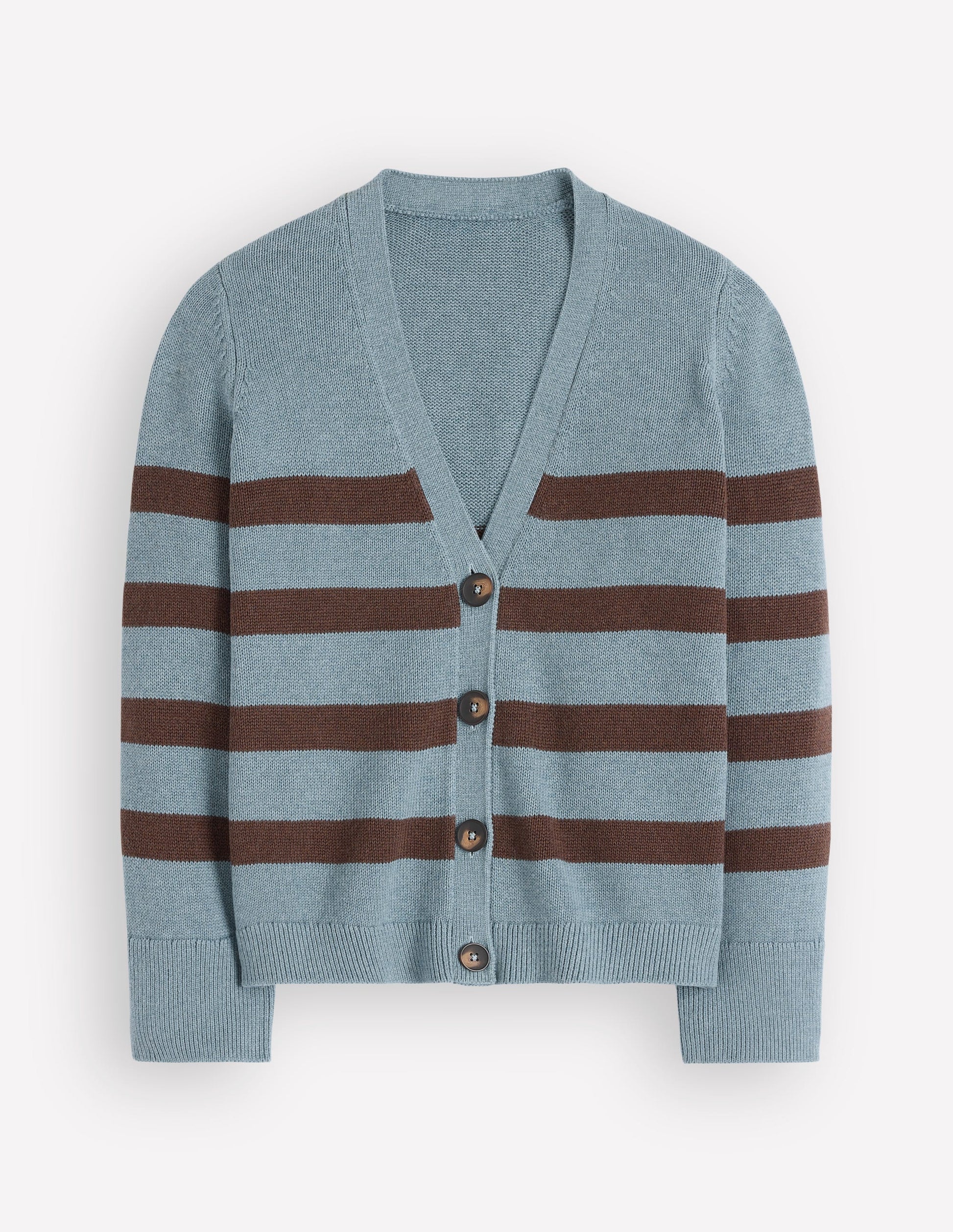 Lucy Lockere Strickjacke aus Baumwolle-Pavillon Blau, Braune Streifen-7