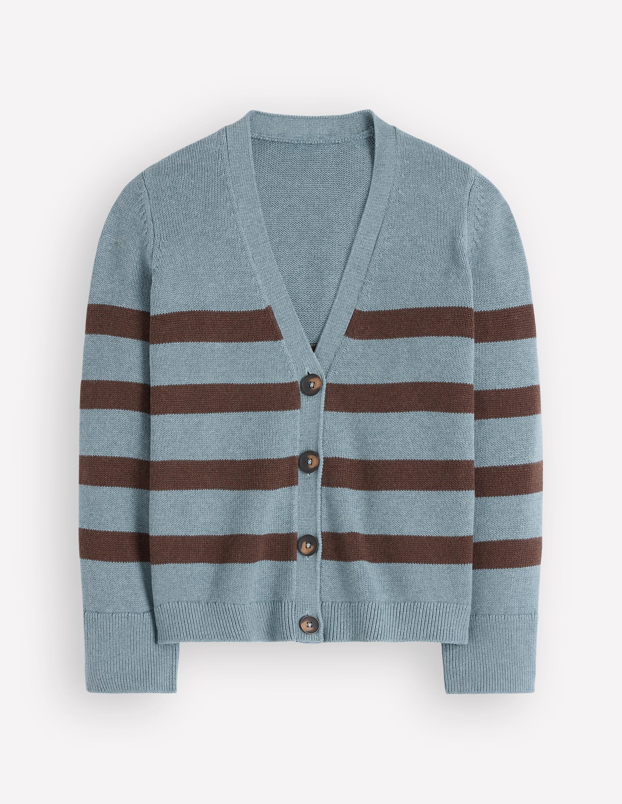 Lucy Lockere Strickjacke aus Baumwolle-Pavillon Blau, Braune Streifen - Image 7