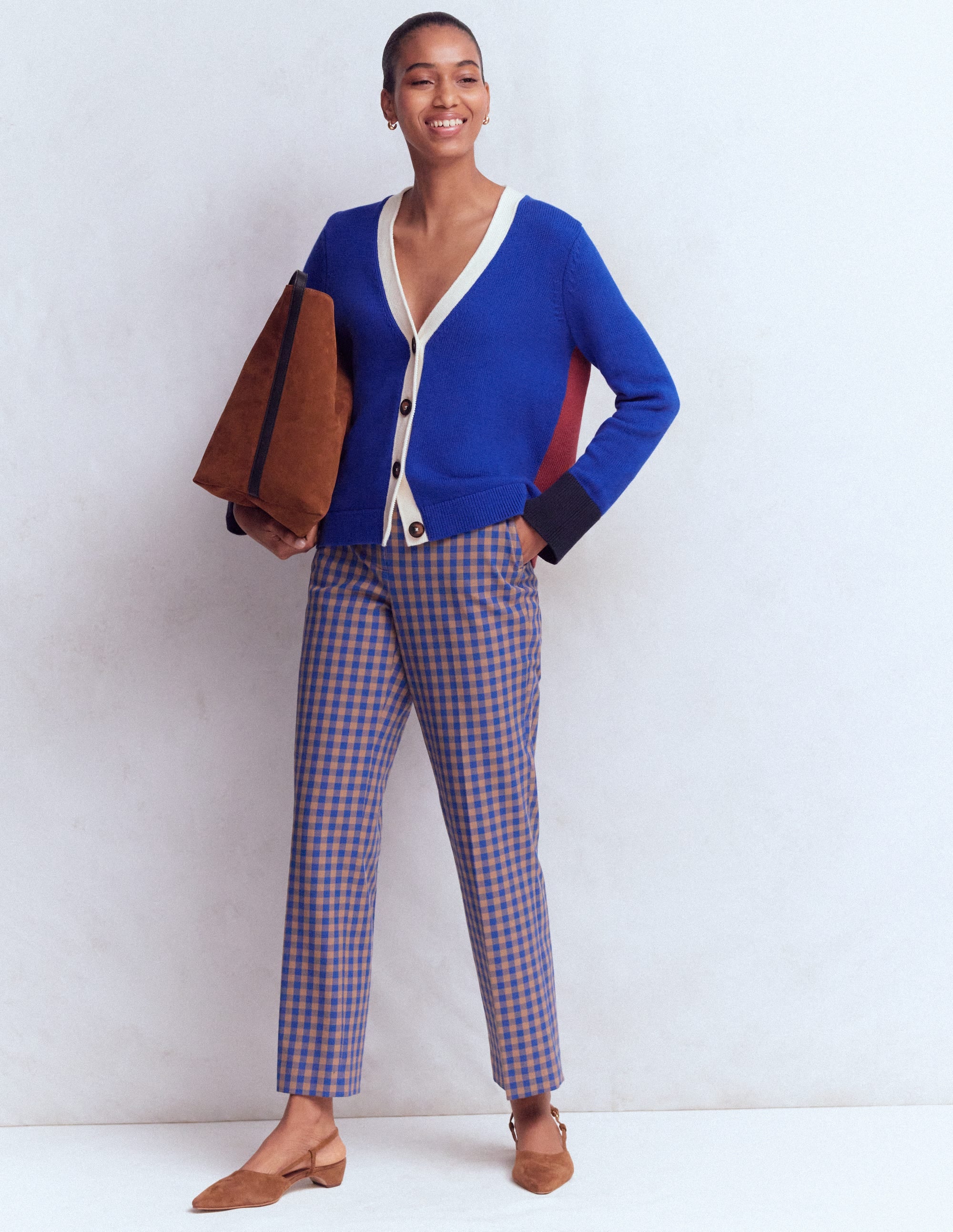 Lucy Lockere Strickjacke aus Baumwolle-Leuchtendes Blau, Color Blocking - Image 4