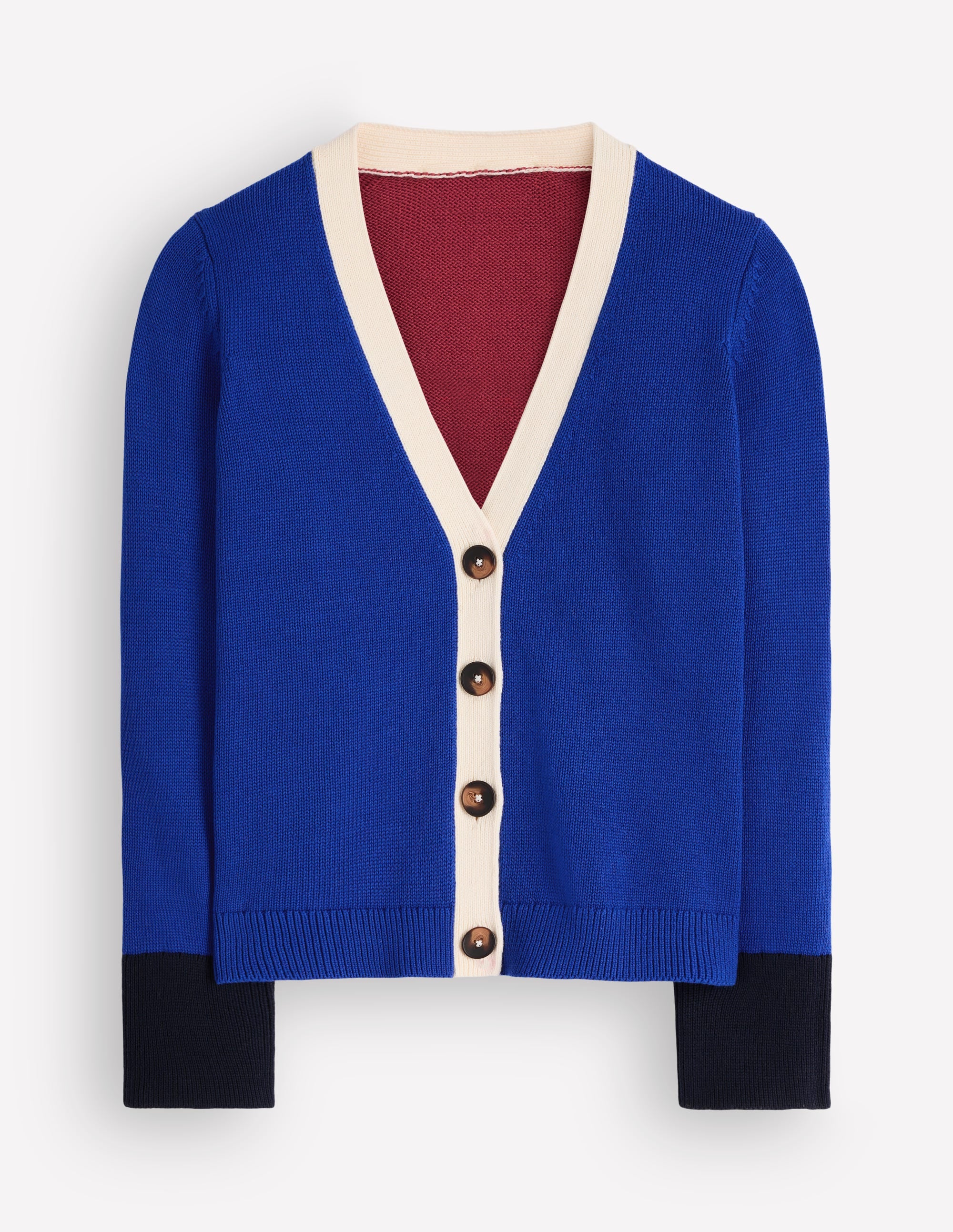 Lucy Lockere Strickjacke aus Baumwolle-Leuchtendes Blau, Color Blocking - Image 8