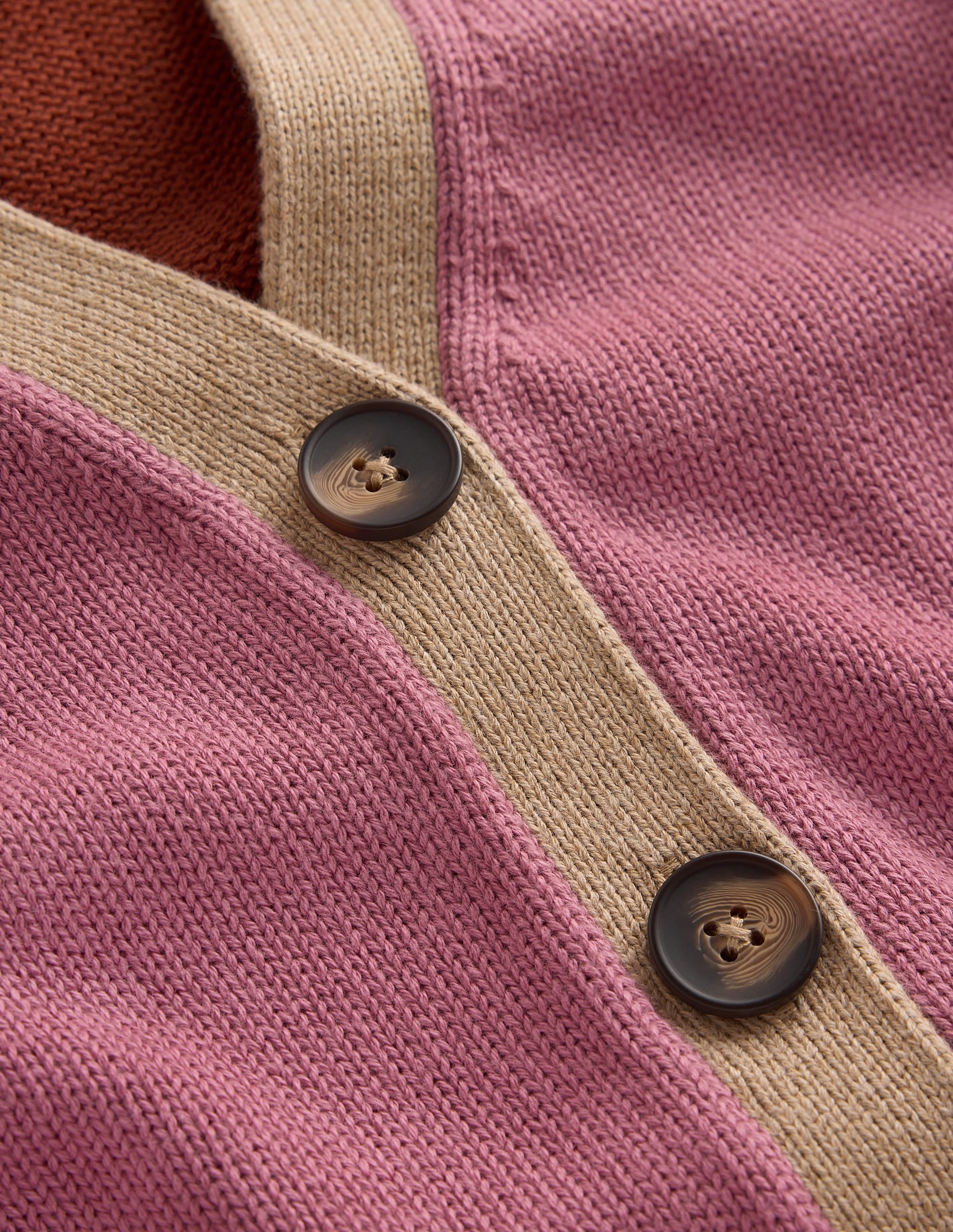 Lucy Lockere Strickjacke aus Baumwolle-Rosa Heidekraut Color Blocking - Image 5