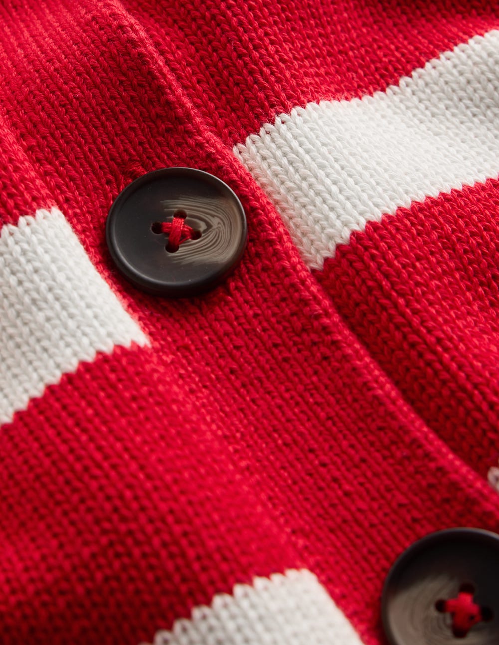 Lucy Relaxed Cotton Cardigan-Deep Red, Ivory Stripe-7