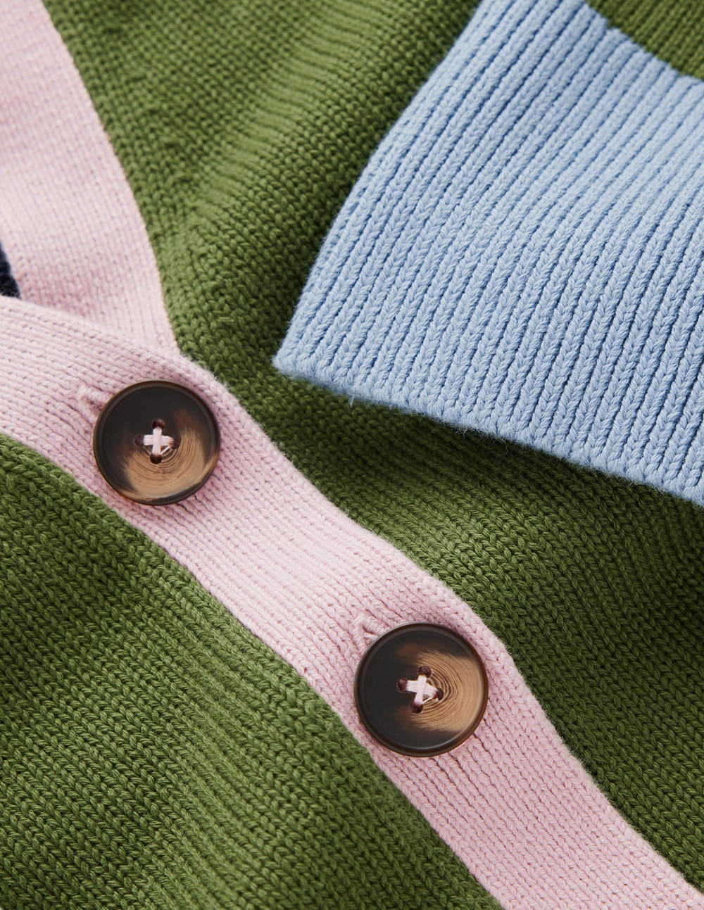 Cardigan décontracté Lucy en coton-Colourblock vert forêt-7