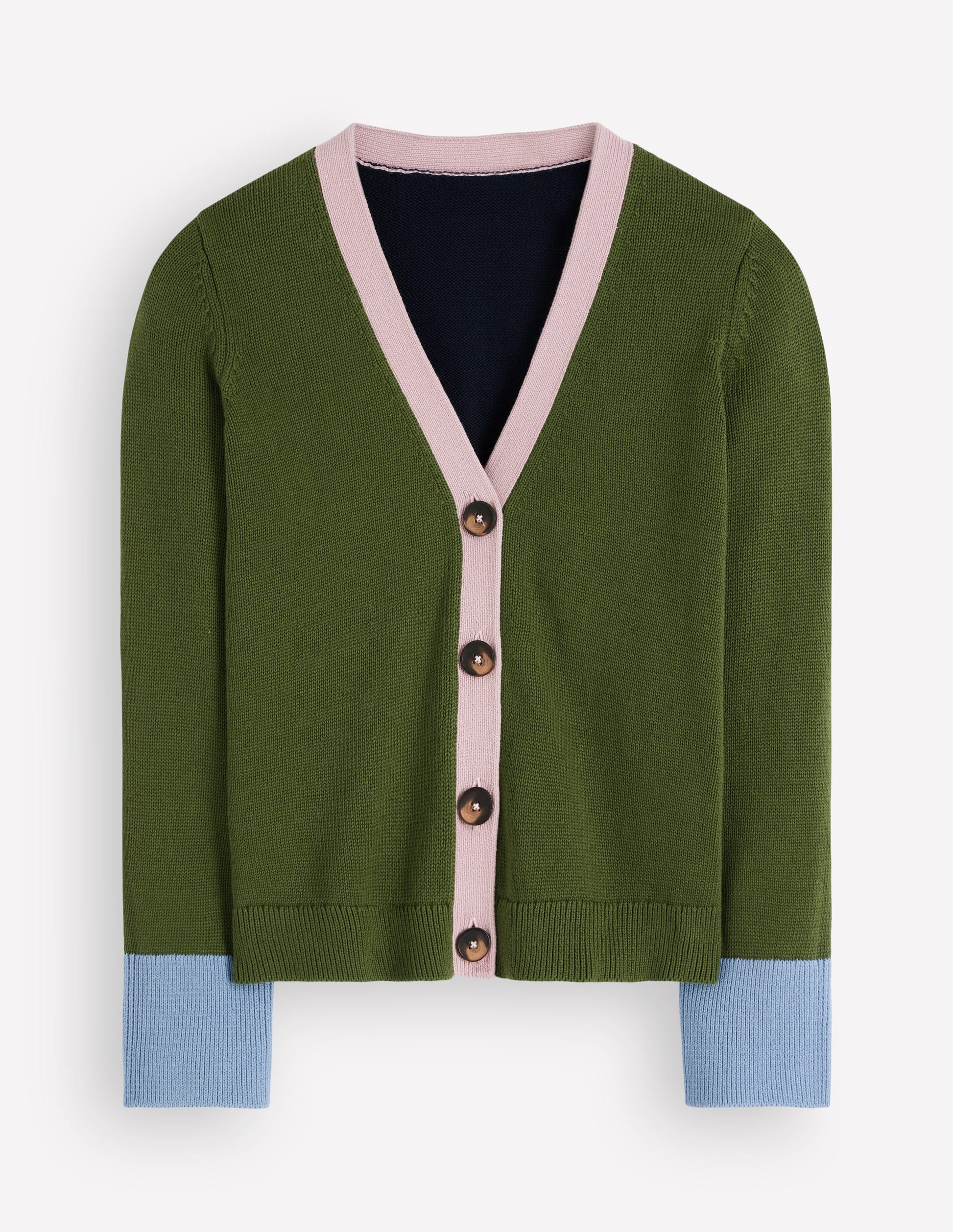 Cardigan décontracté Lucy en coton-Colourblock vert forêt-6