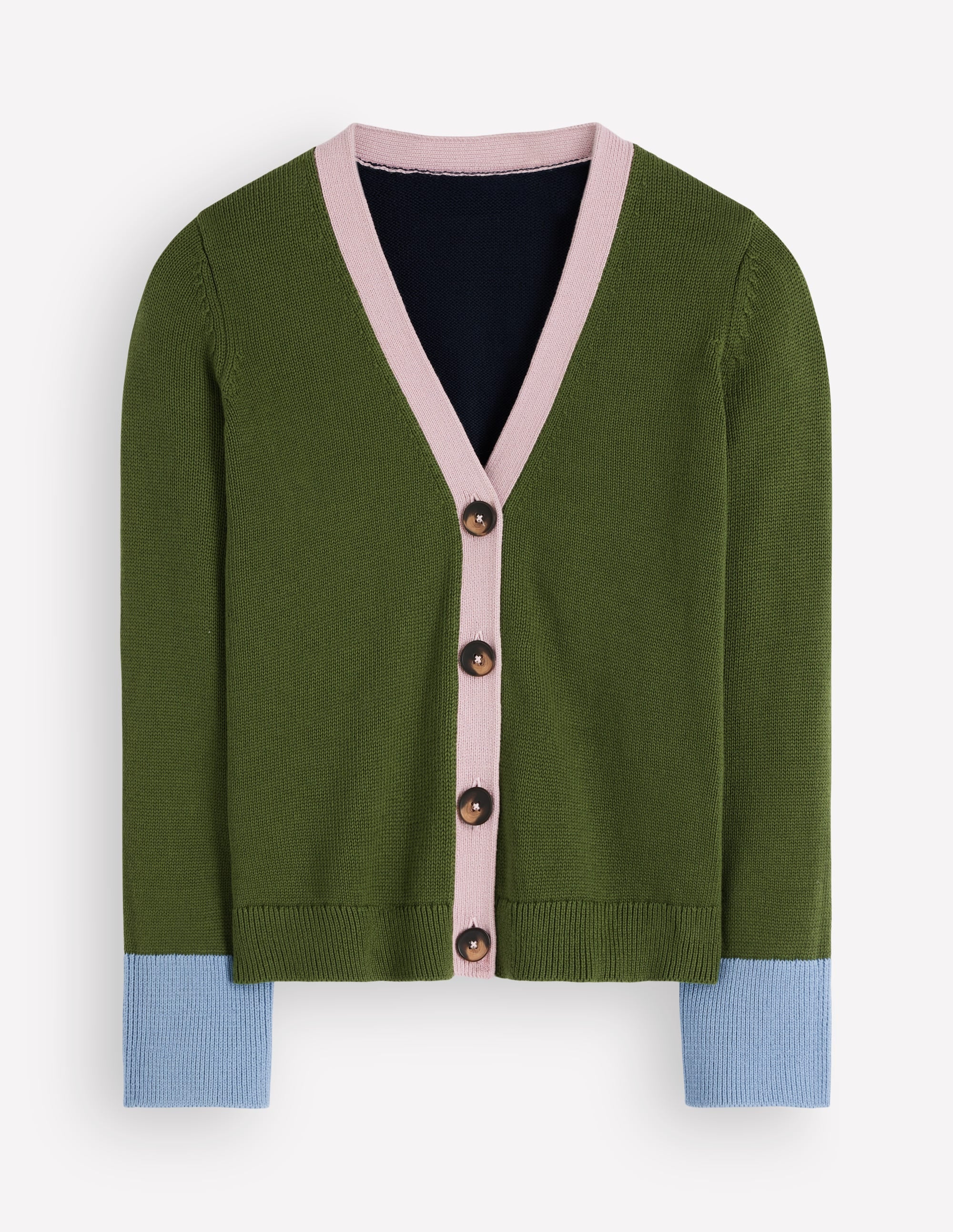 Cardigan décontracté Lucy en coton-Colourblock vert forêt - Image 6