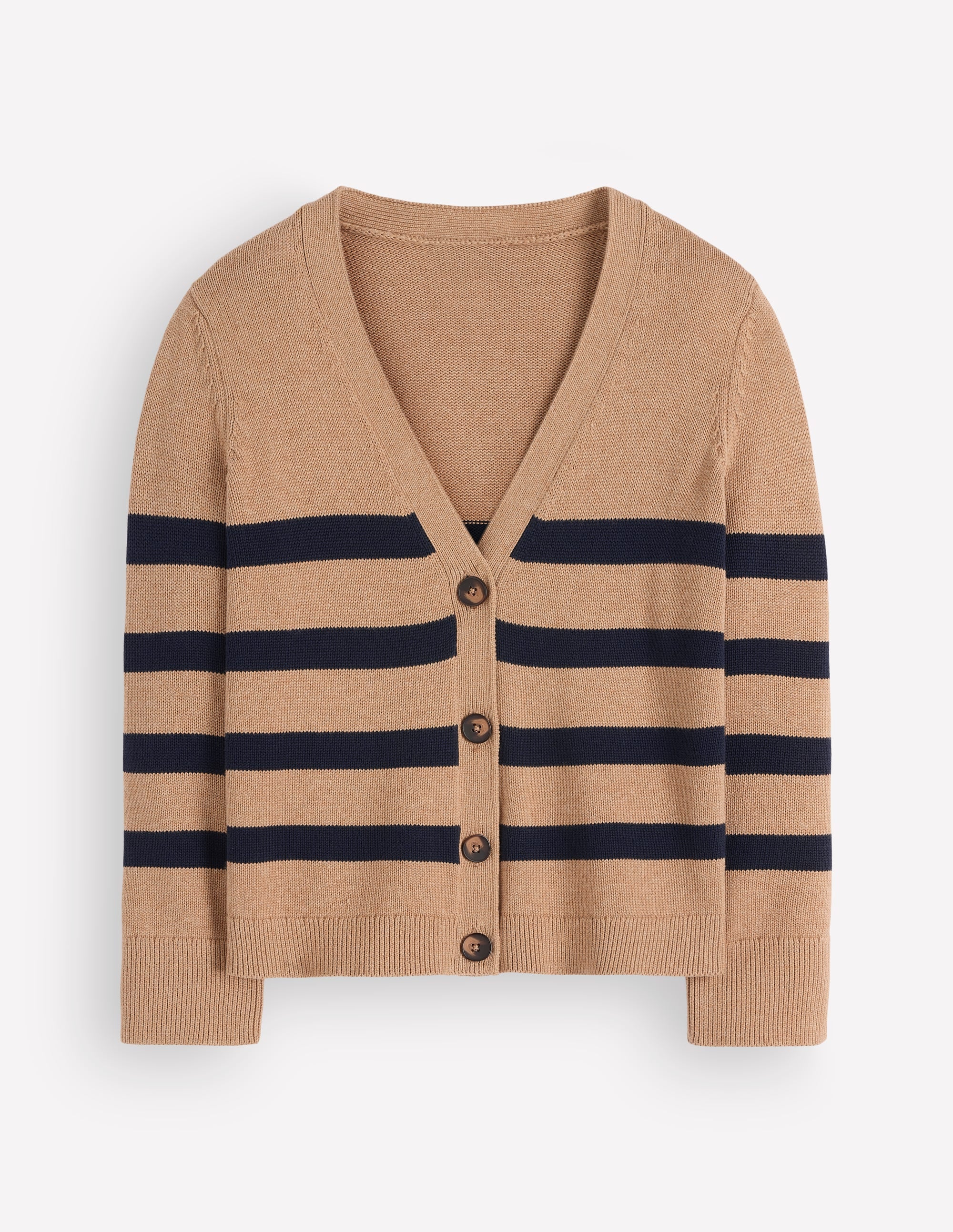 Cardigan décontracté Lucy en coton-Camel chiné, rayé - Image 5