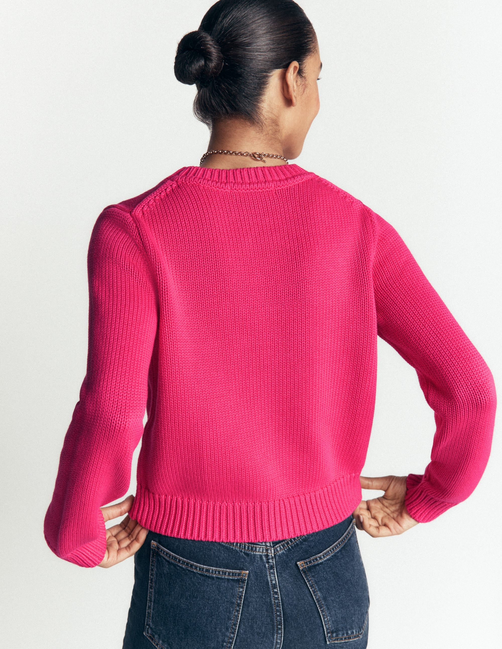 Lucy Grob gestrickter Baumwollpullover-Rosa Pfau - Image 2