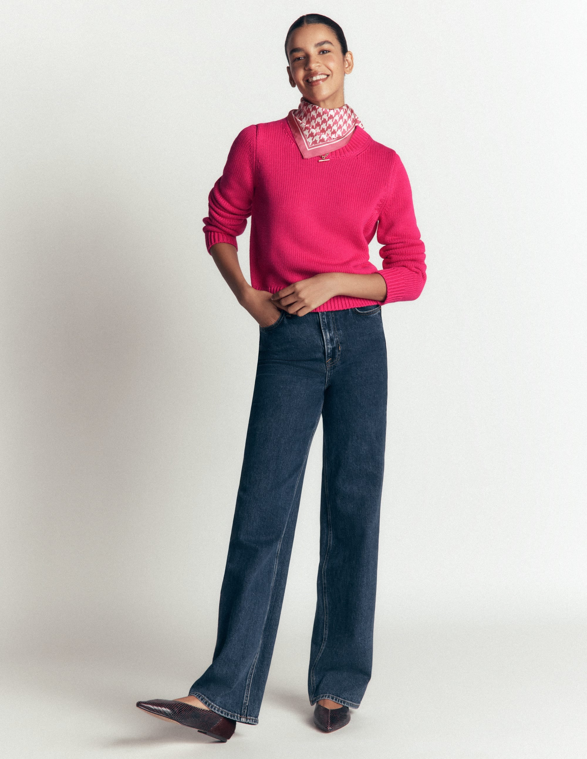 Lucy Grob gestrickter Baumwollpullover-Rosa Pfau - Image 3