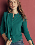 Elsie Kaschmir-Strickjacke mit Rundhalsausschnitt-Tiefseetiefe