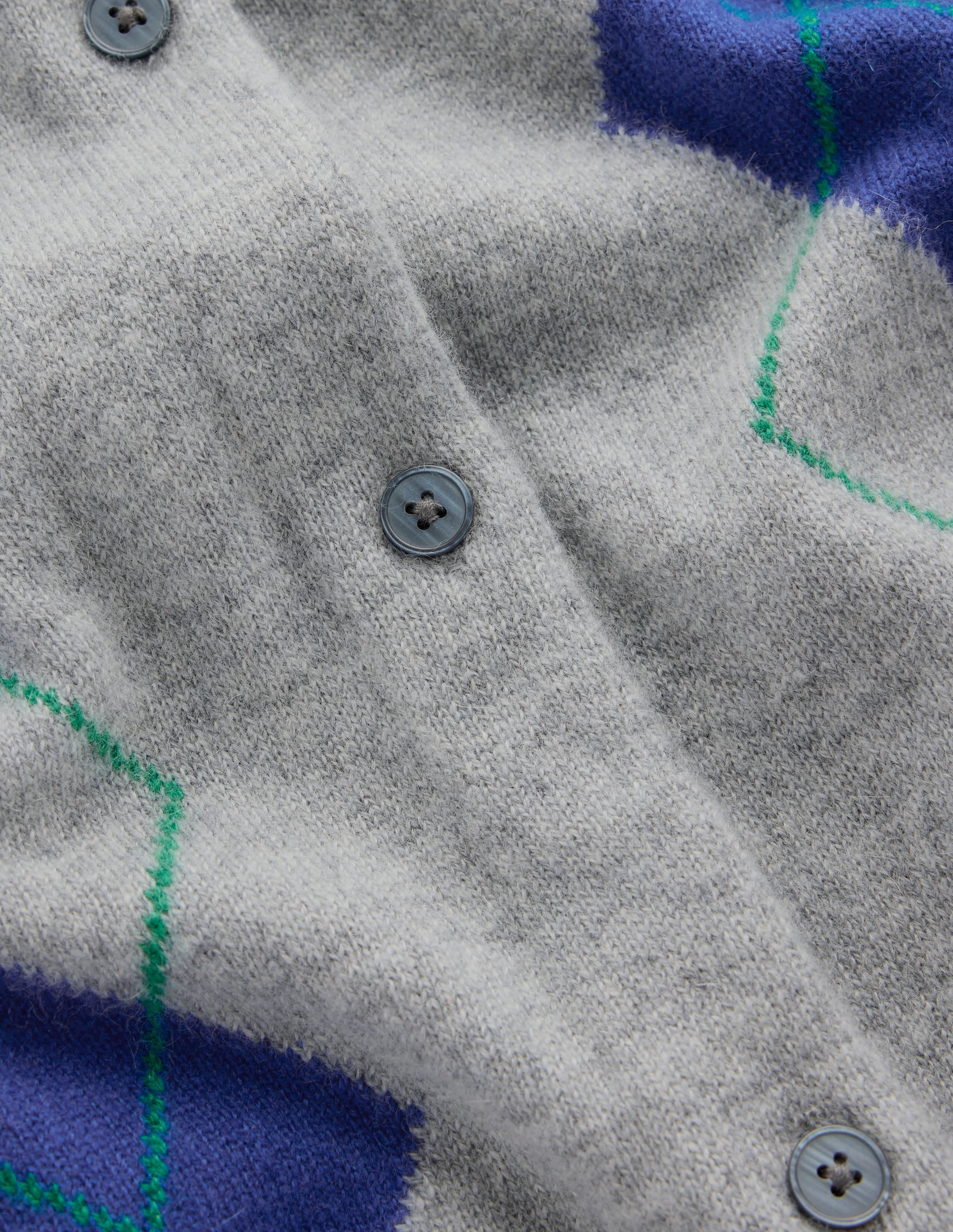 Elsie Kaschmir-Strickjacke mit Rundhalsausschnitt-Grau Argyle - Image 7
