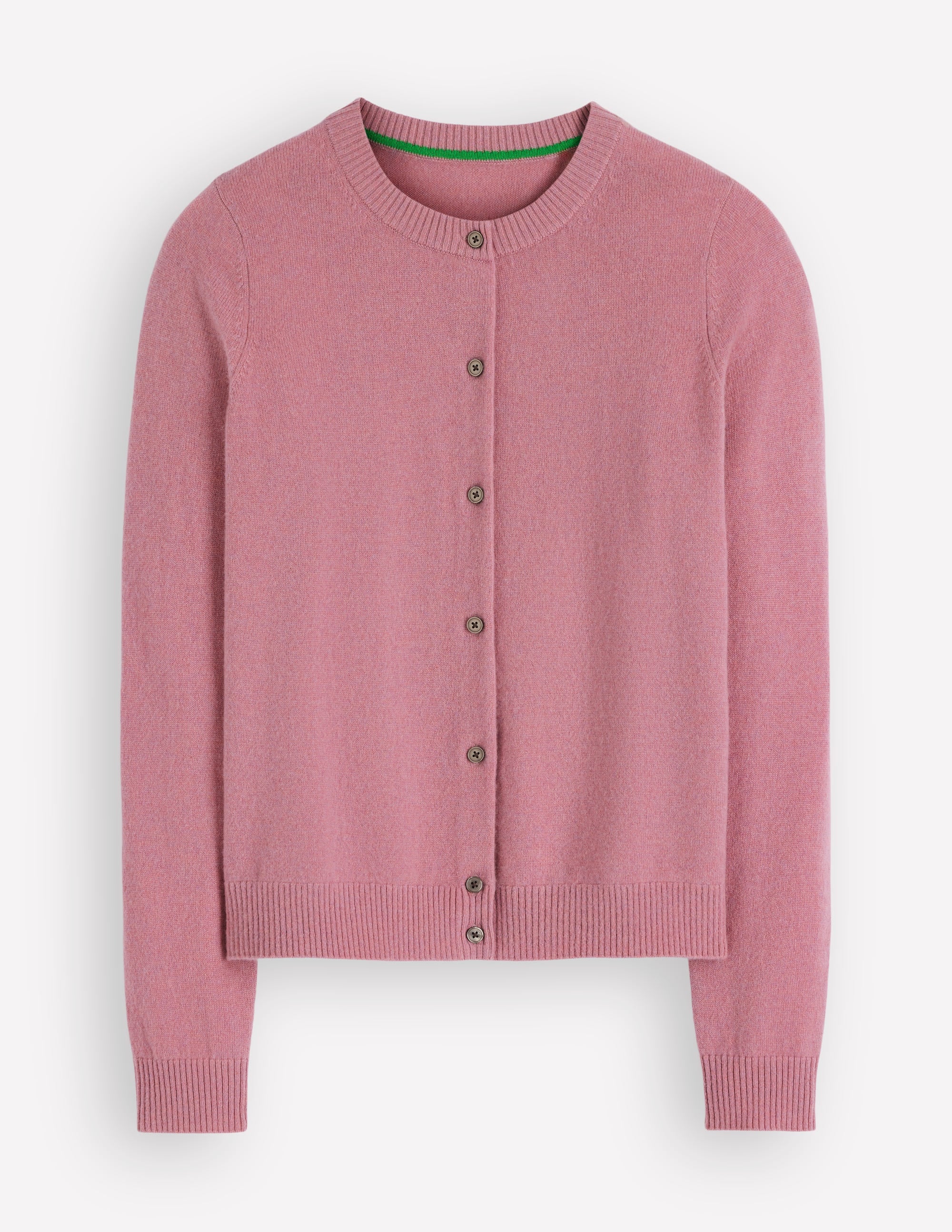 Elsie Kaschmir-Strickjacke mit Rundhalsausschnitt-Rosa Heide - Image 6