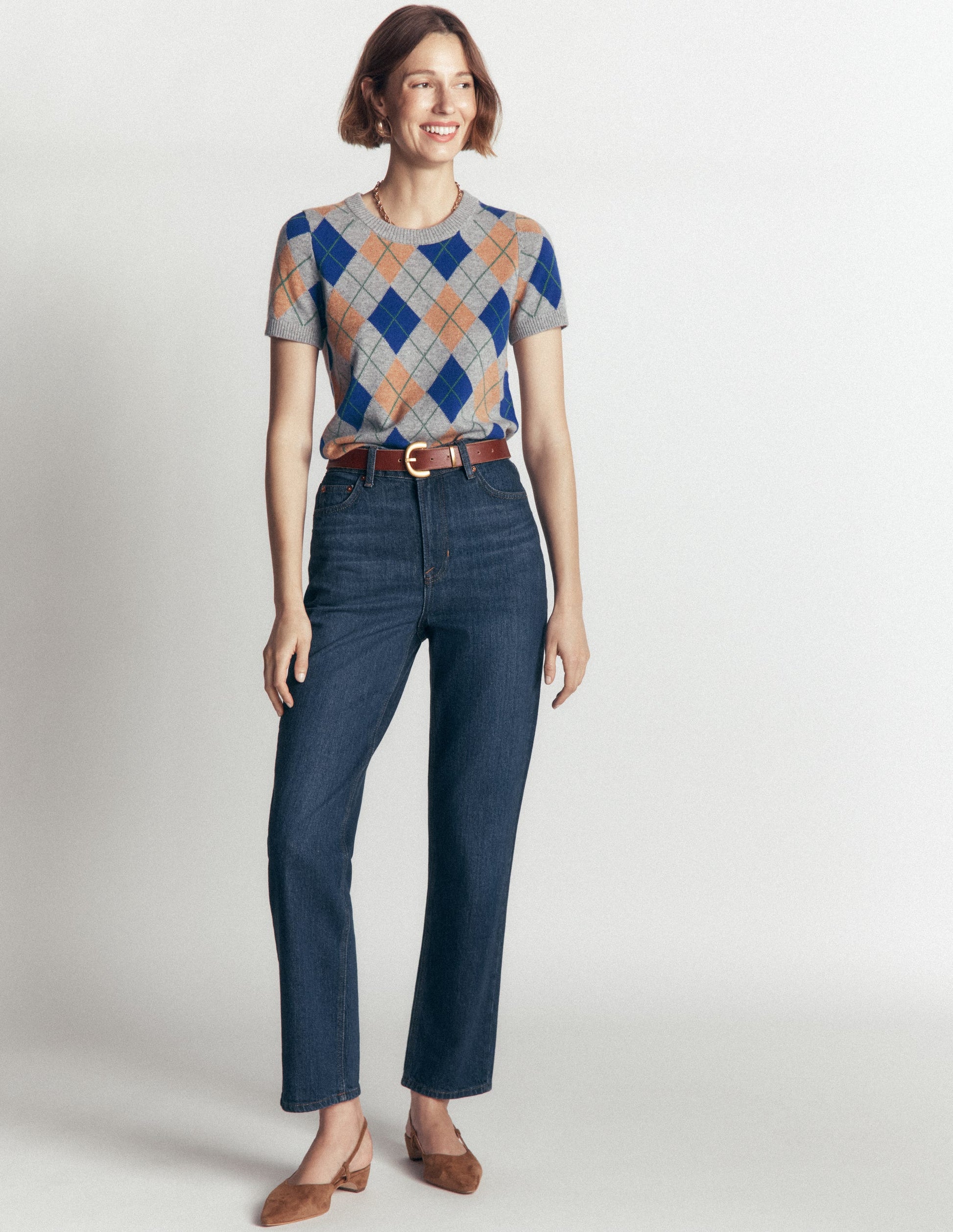 Elsie Kaschmir-T-Shirt mit Rundhalsausschnitt-Grau, Argyle-7