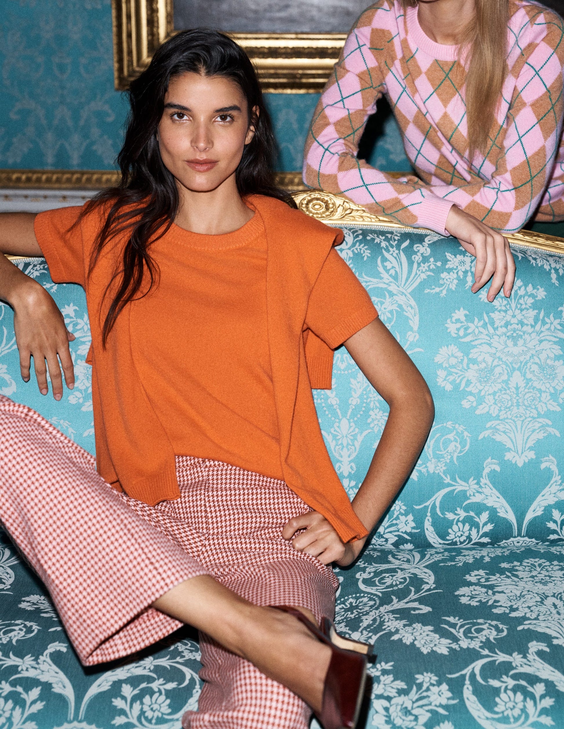 Elsie Kaschmir-T-Shirt mit Rundhalsausschnitt-Orange Lilie-1