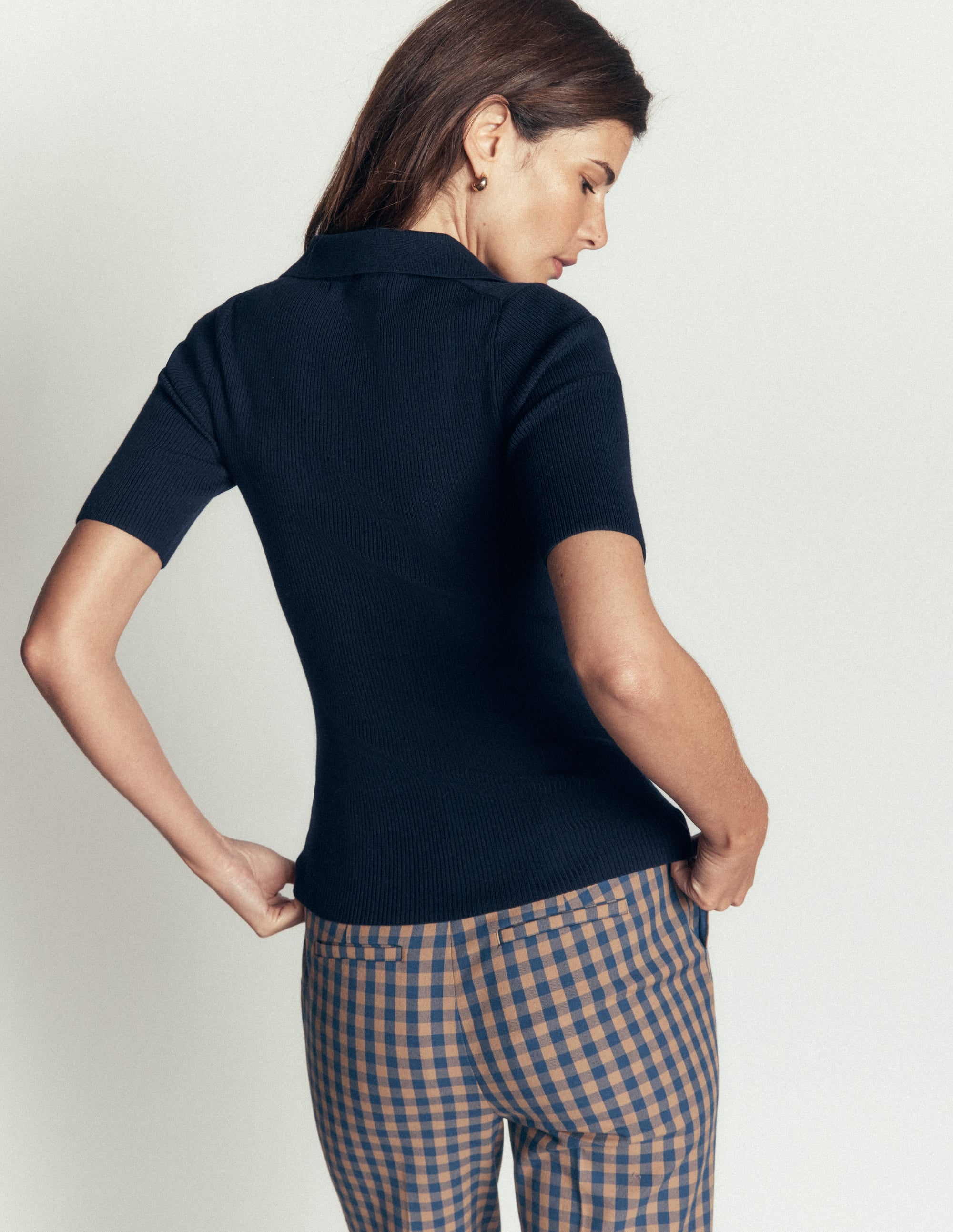 Rhianne Baumwollpullover aus Rippstrick-Marineblau - Image 3