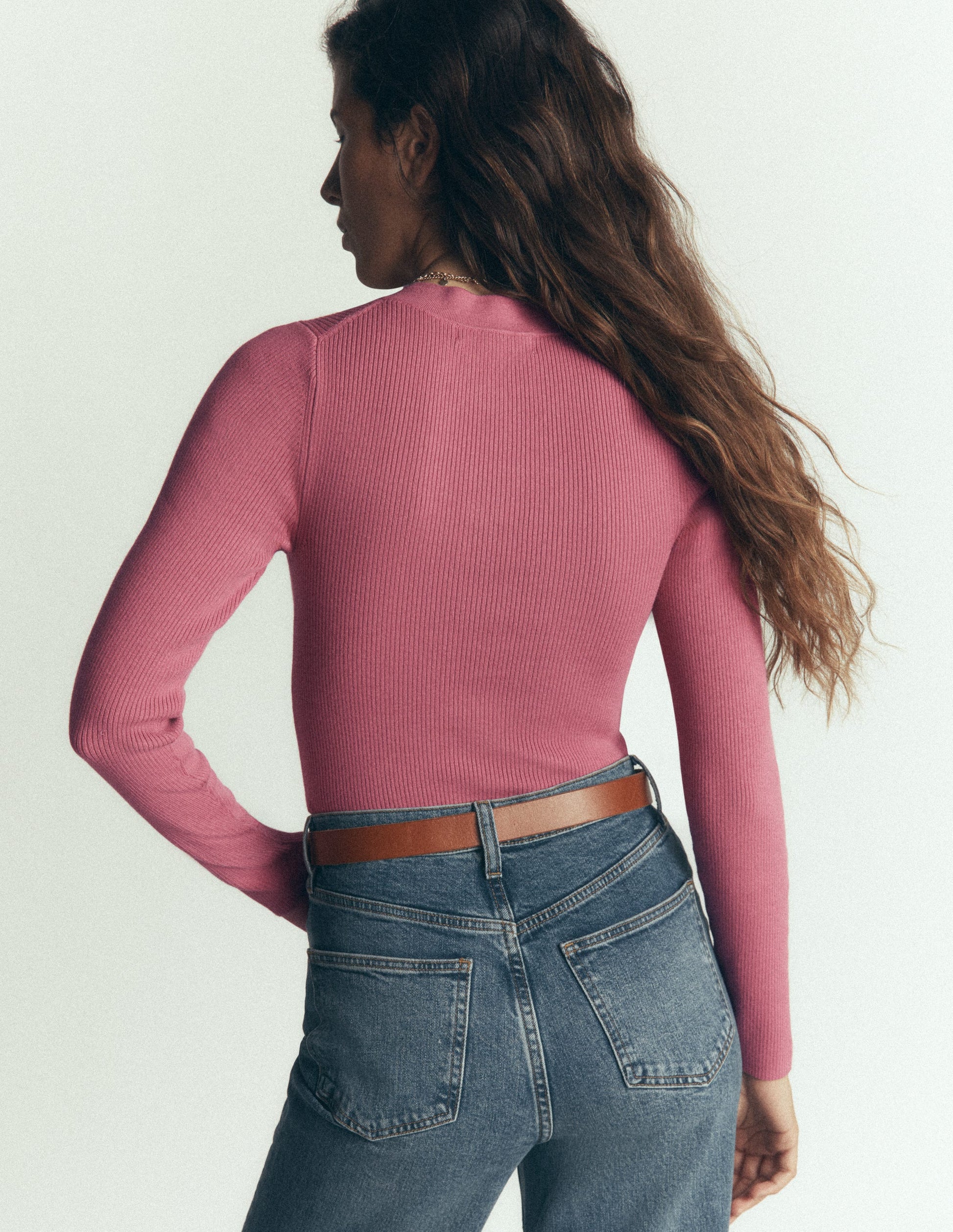 Rhianne Baumwollstrickjacke aus Rippstrick-Rosa Heidekraut-3