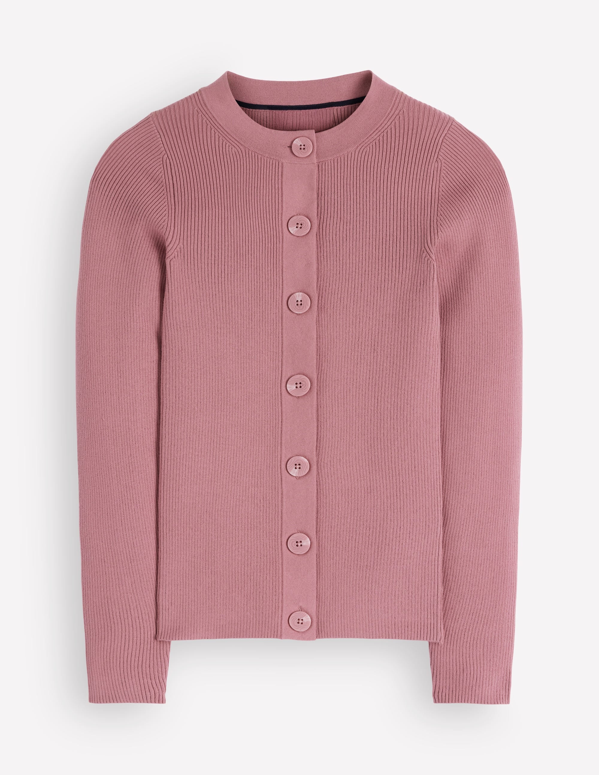 Rhianne Baumwollstrickjacke aus Rippstrick-Rosa Heidekraut - Image 6