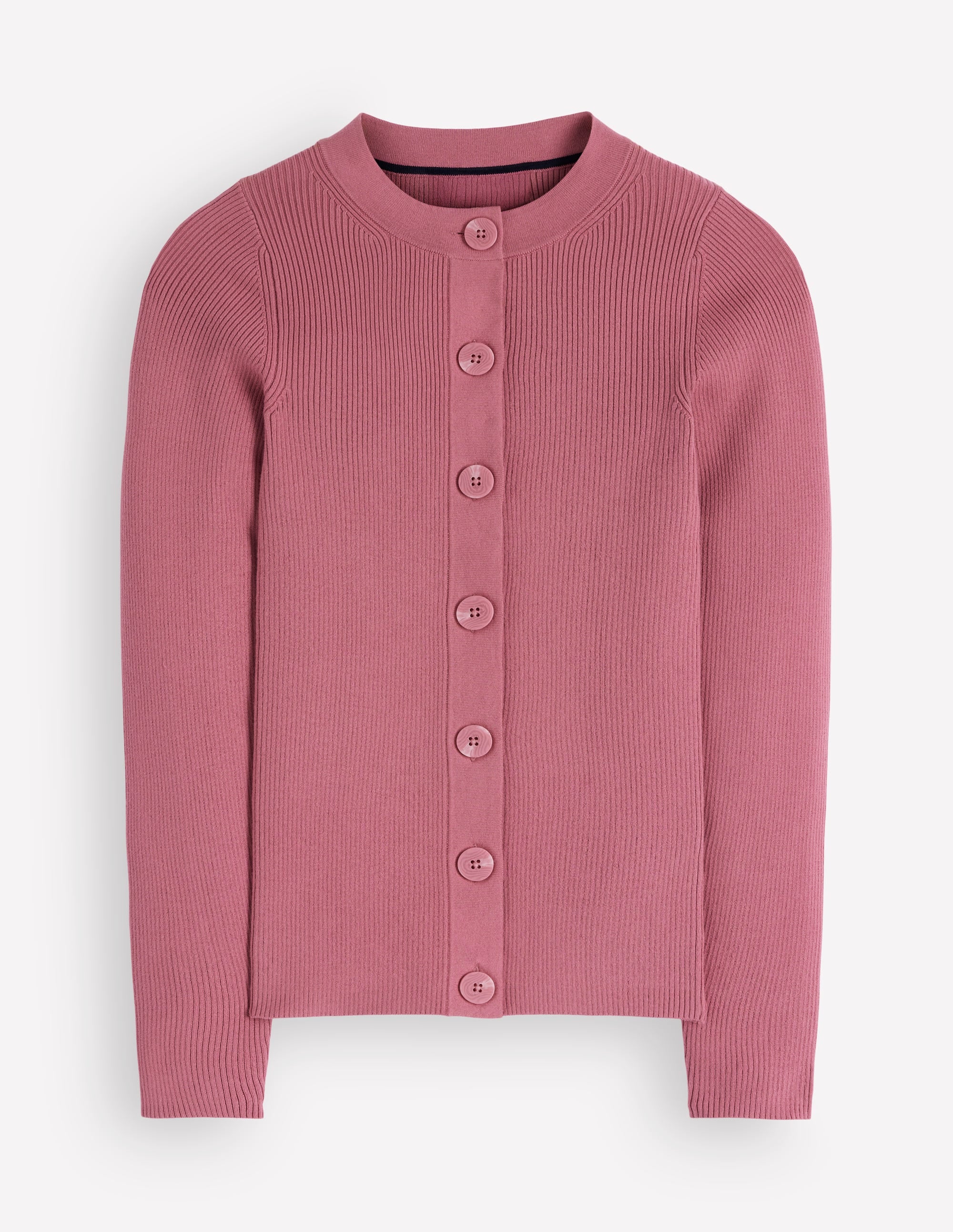 Rhianne Baumwollstrickjacke aus Rippstrick-Rosa Heidekraut - Image 7