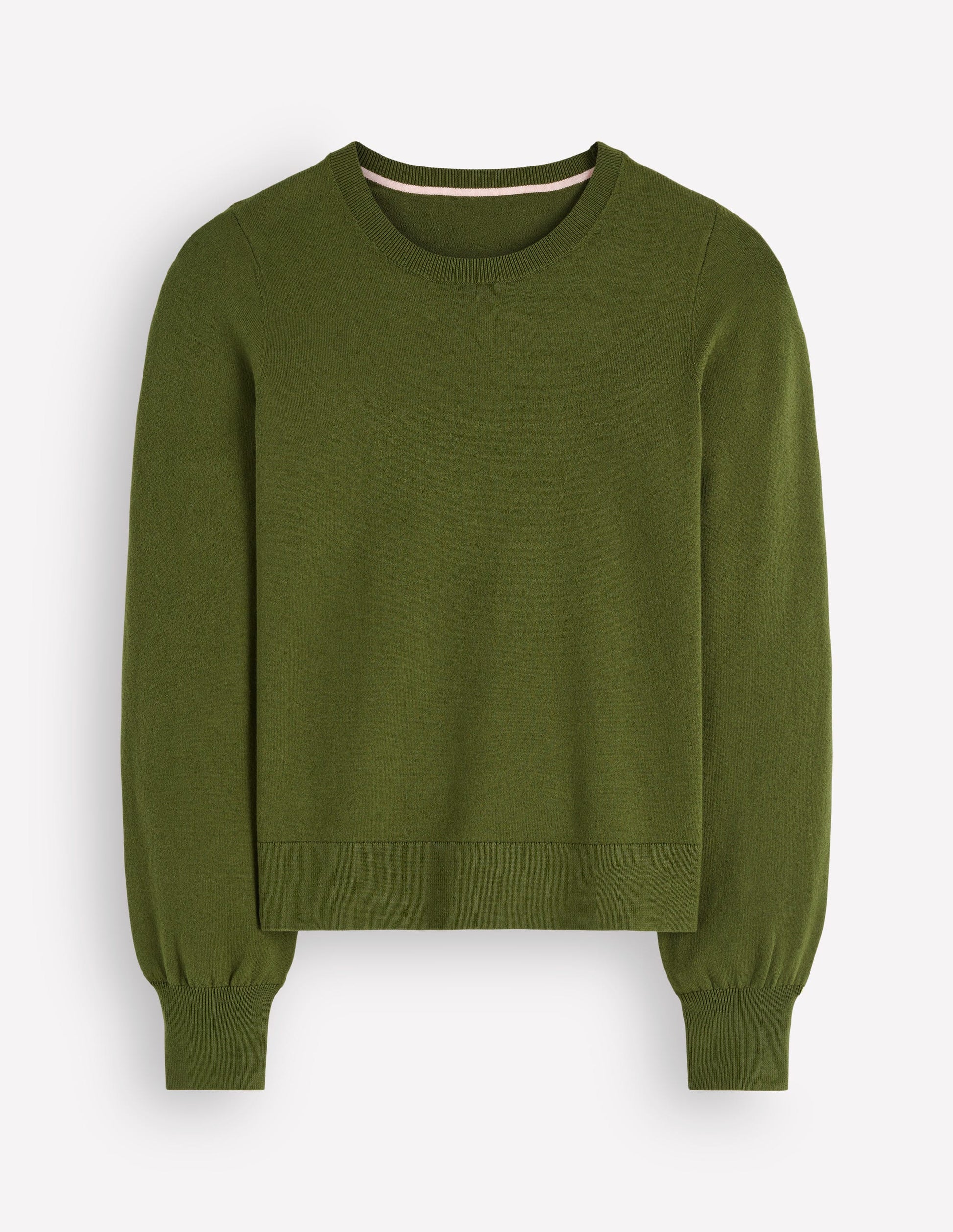 Pull col rond Camilla en coton-Vert forêt-6