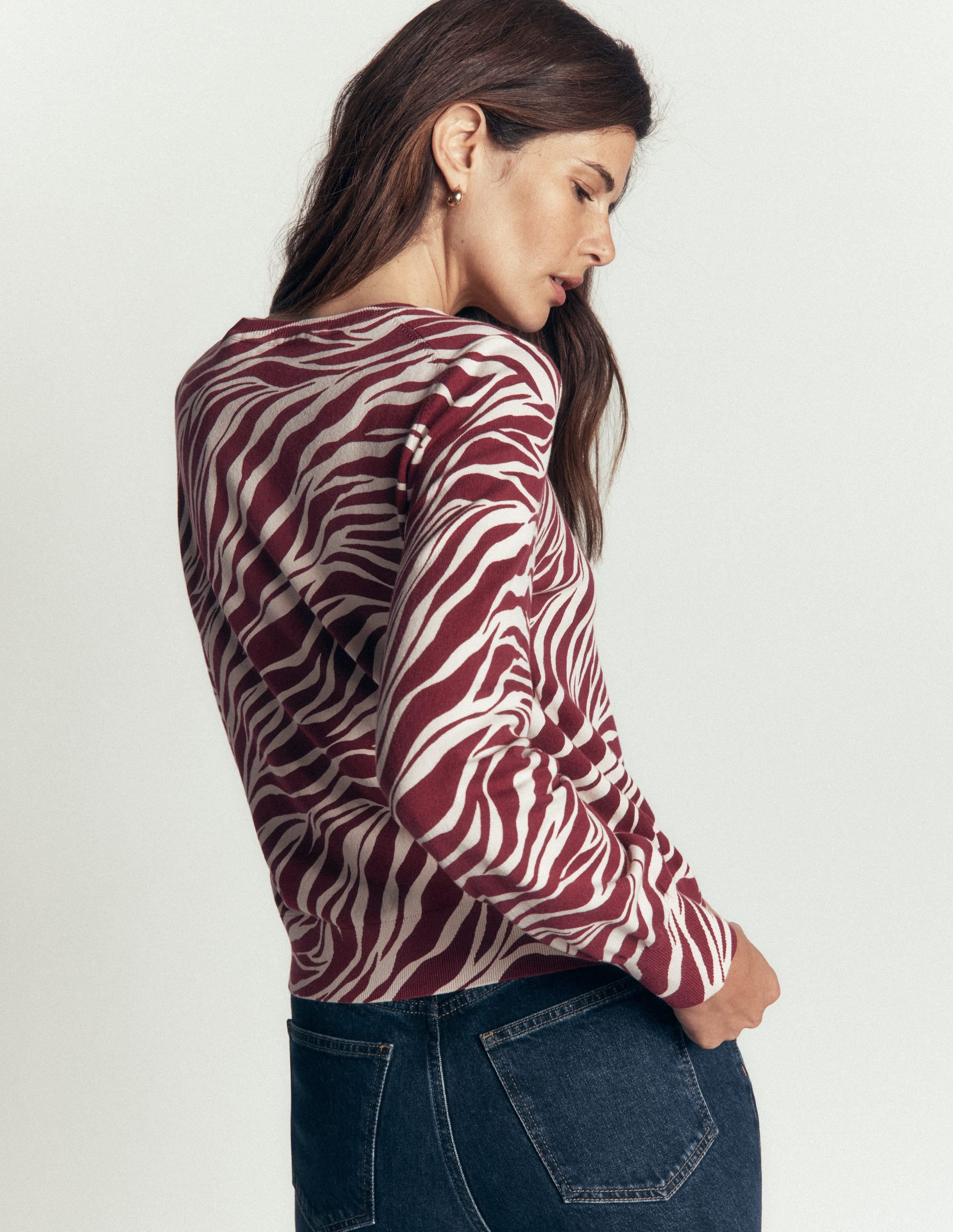 Camilla Cotton Crew Jumper-Chestnut, Zebra Swirl - Image 3