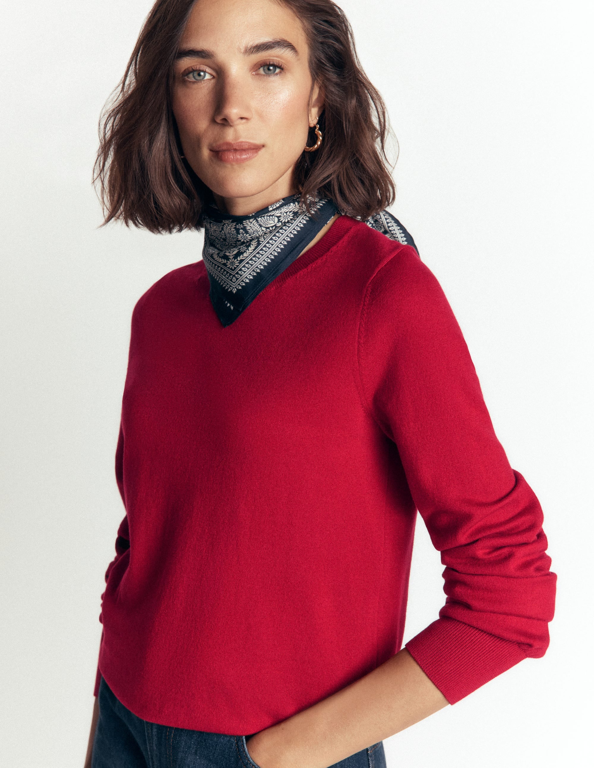 Camilla Baumwollpullover mit Rundhalsausschnitt-Purpurrot - Image 1