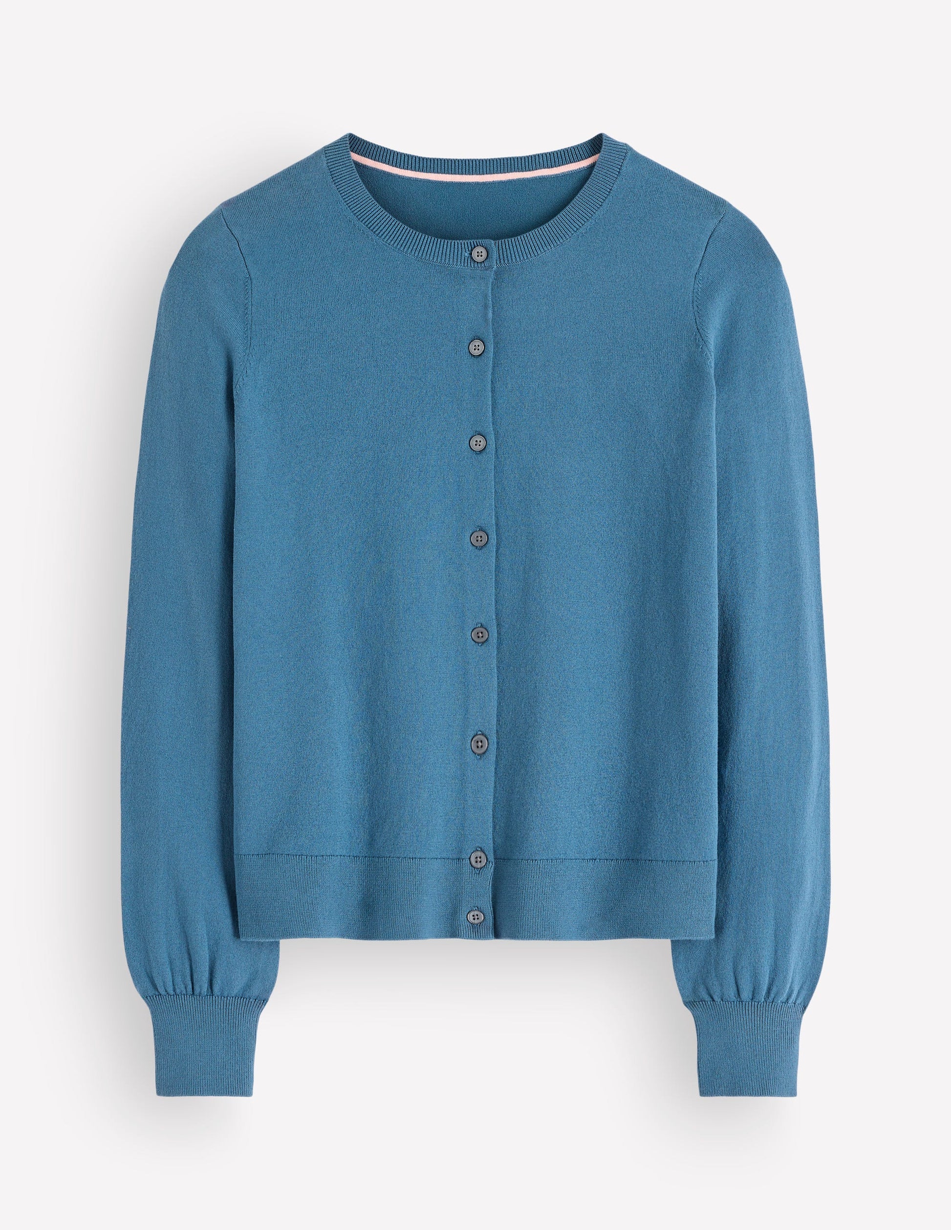 Camilla Baumwollstrickjacke mit Rundhalsausschnitt-Graublau-5