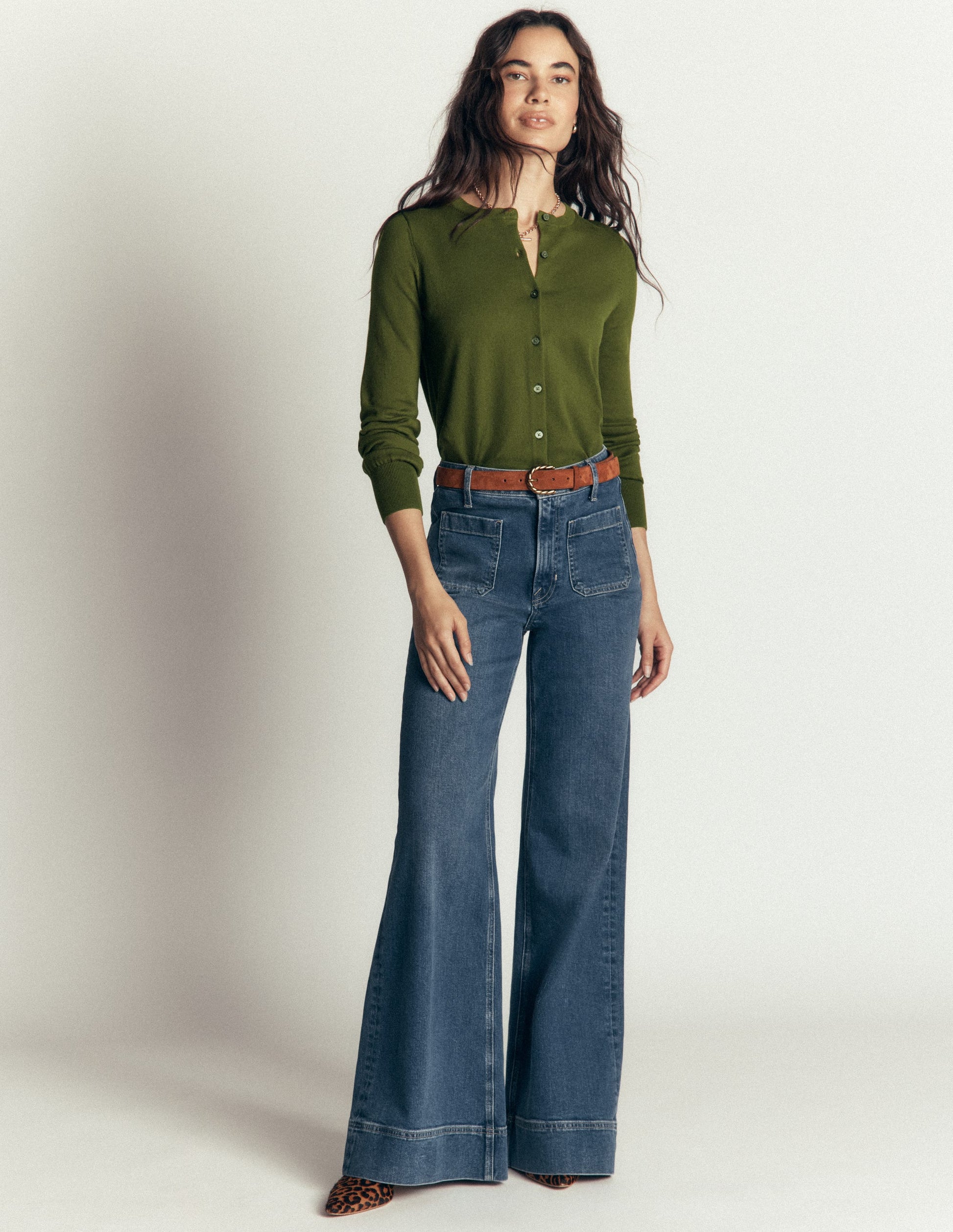 Cardigan Camilla en coton-Vert forêt-4