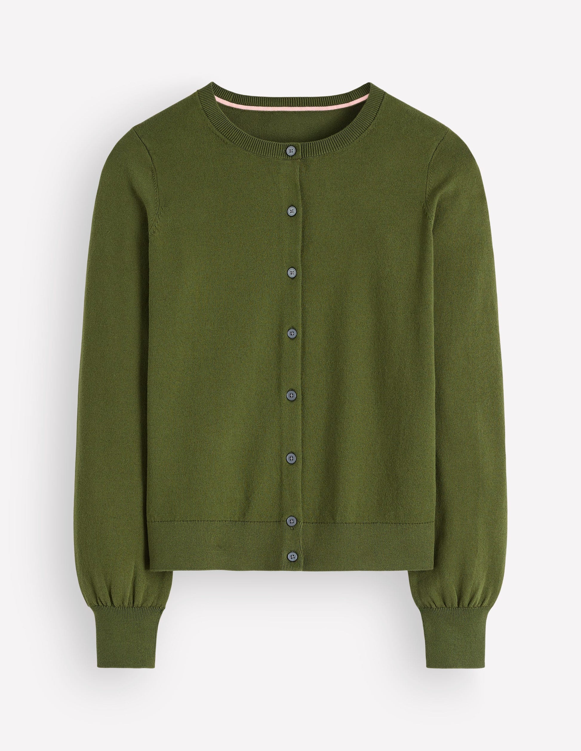 Camilla Baumwollstrickjacke mit Rundhalsausschnitt-Waldgrün-6